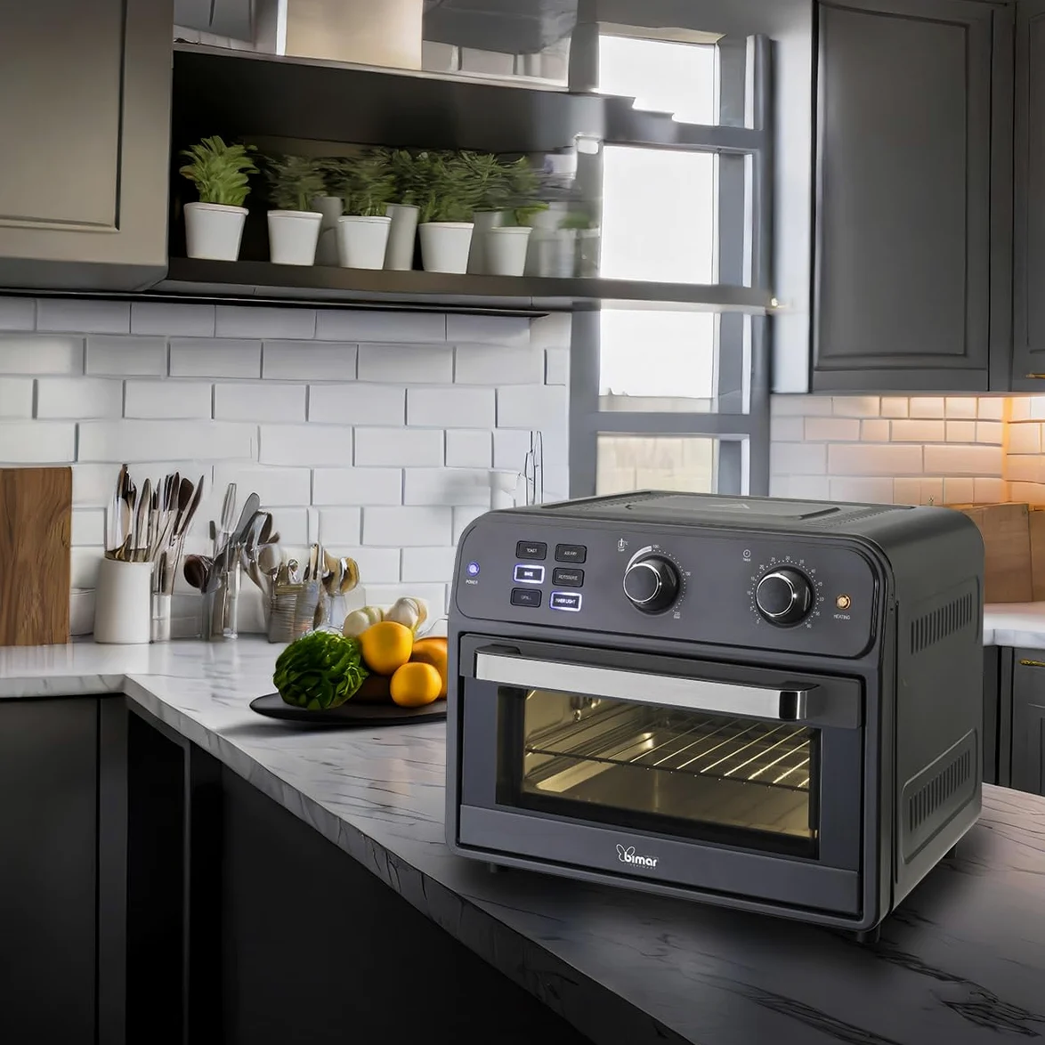 Bimar B220 Friggitrice ad aria, Fornetto elettrico cottura Air Fry, Forno elettrico Prontoforno ventilato 22 litri, Potenza 1800 W, Temperatura max 220°C, 5 programmi di cottura, Frittura senza olio