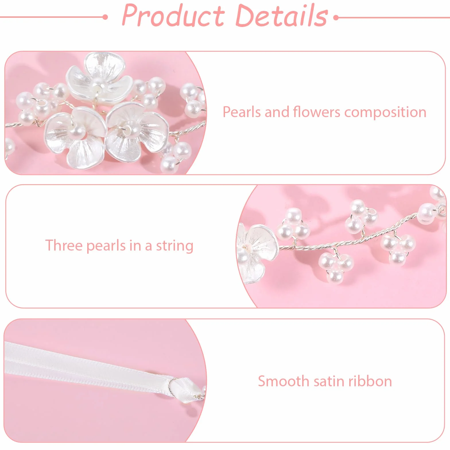 Accessorio per capelli da sposa con perle e fiori, bianco