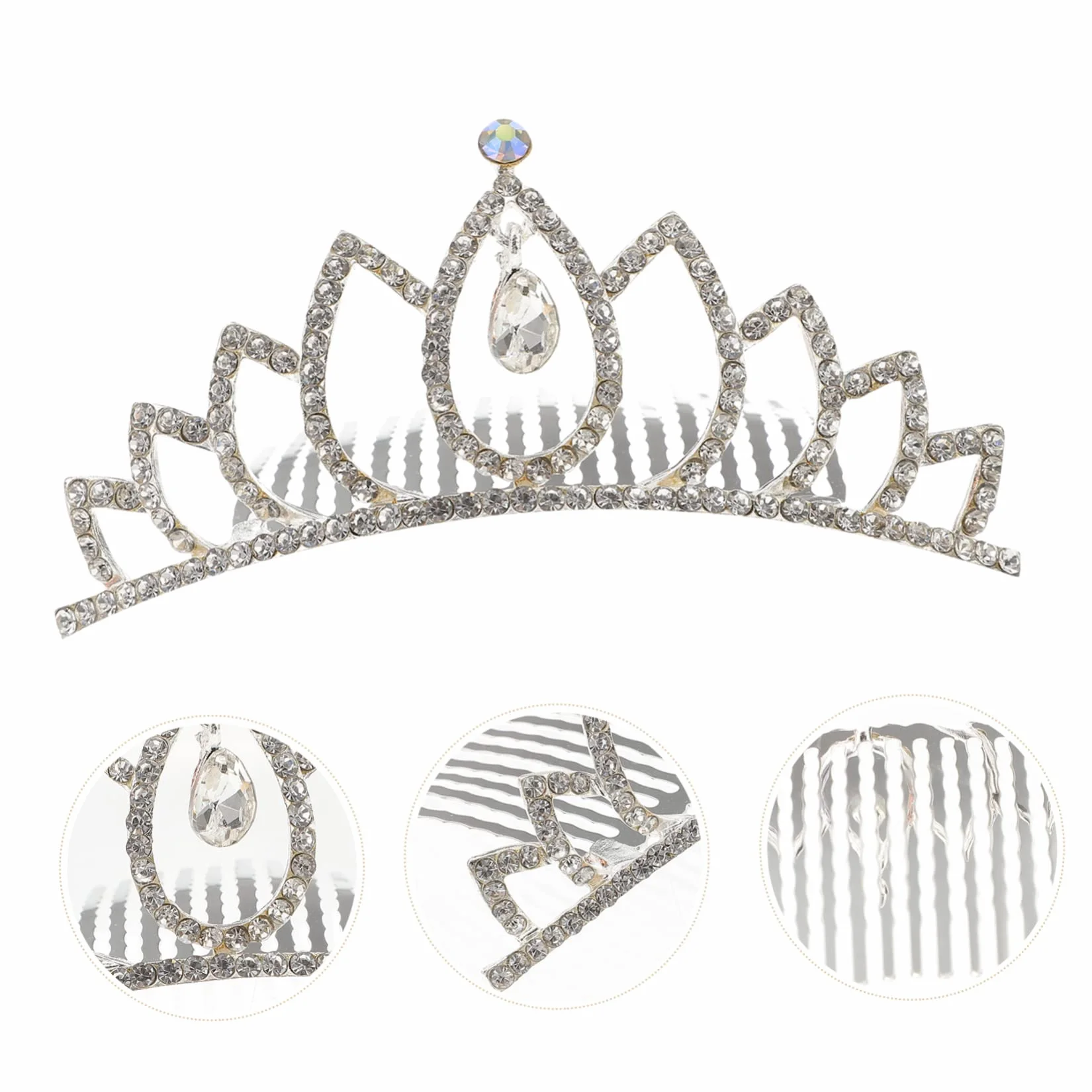 Coroncina da Sposa Bianca in Lega con Strass Colorati, Pettine Resistente per Matrimonio