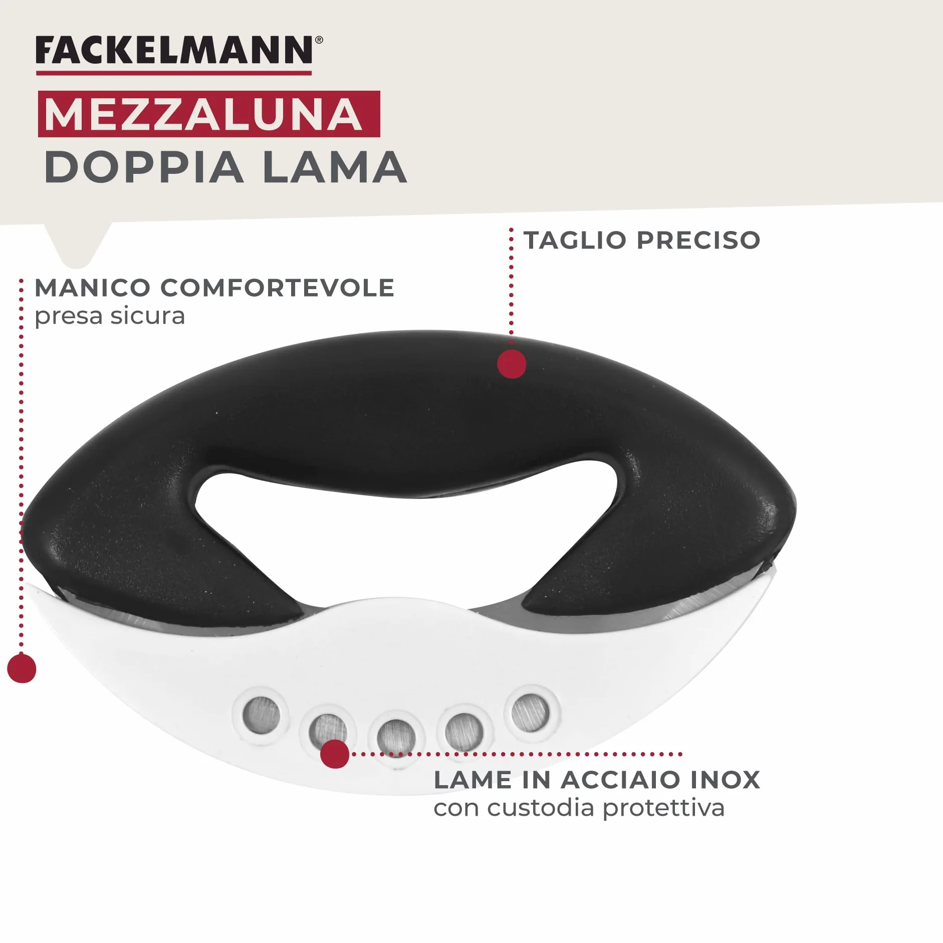 Fackelmann Mezzaluna a Doppia Lama, Acciaio