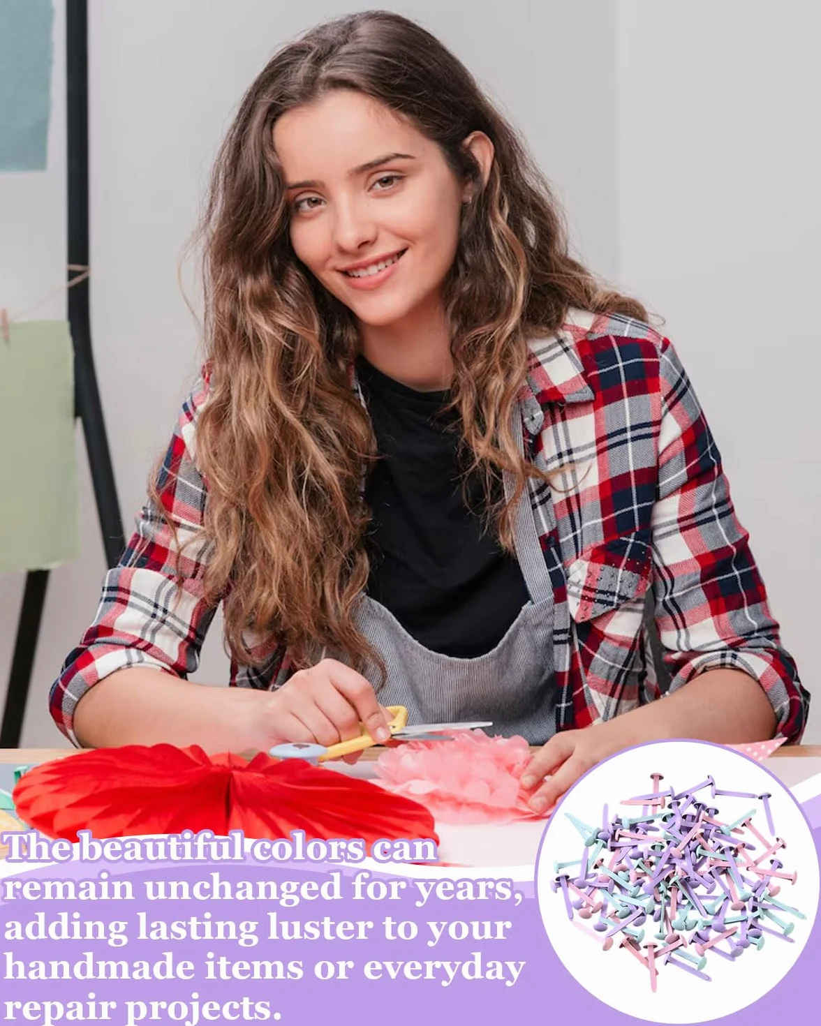 100 Pezzi Fermacampioni Piccoli Mini Scrapbooking Brads Colorati Metallo Elementi di Fissaggio in Carta per Fabbricazione Artigianale Scrapbooking Fai da Te(Colori dei macaron)