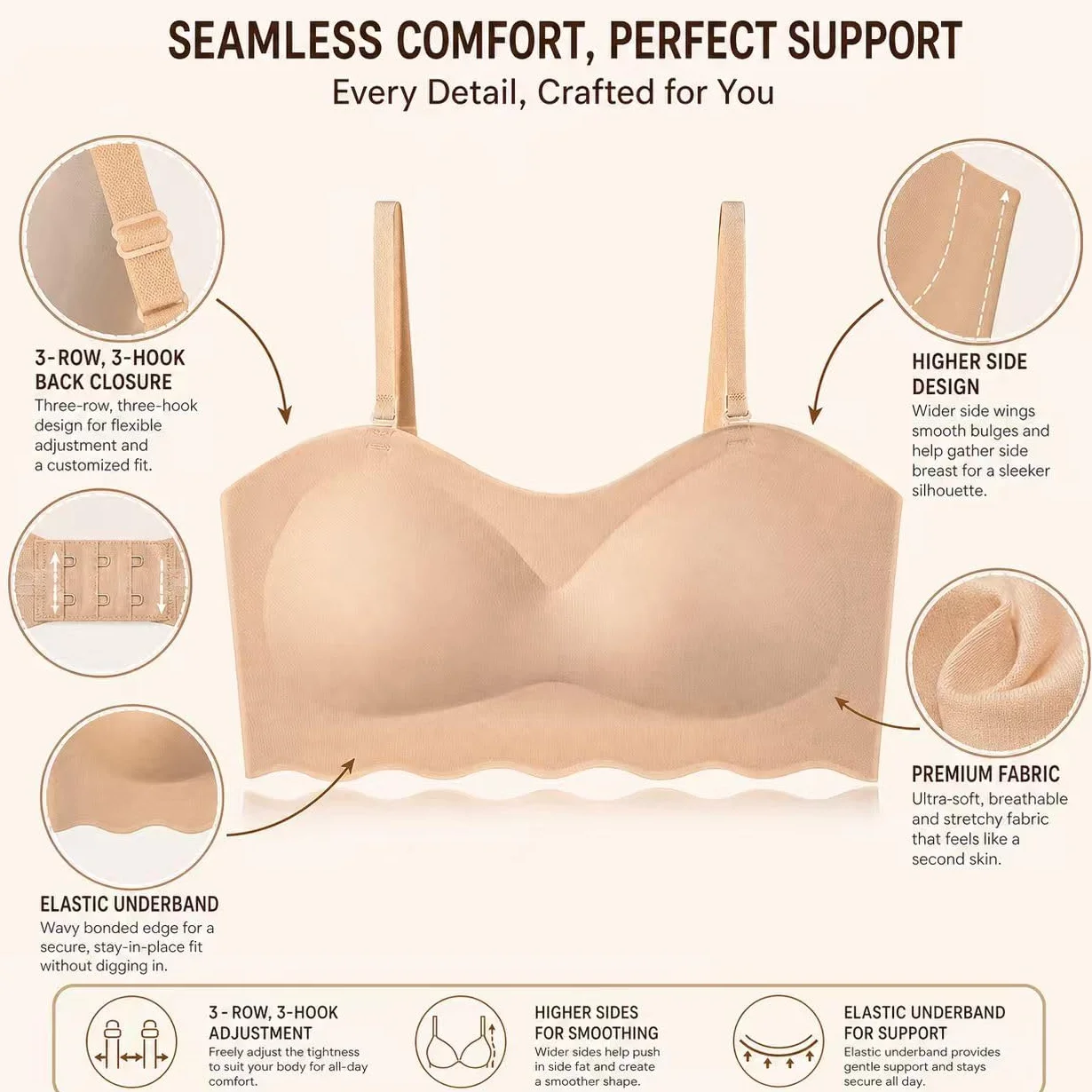 Reggiseno senza spalline senza cuciture confezione da 2 pezzi senza ferretto bralette con cinghie sostituibili per bambini 10-18 anni