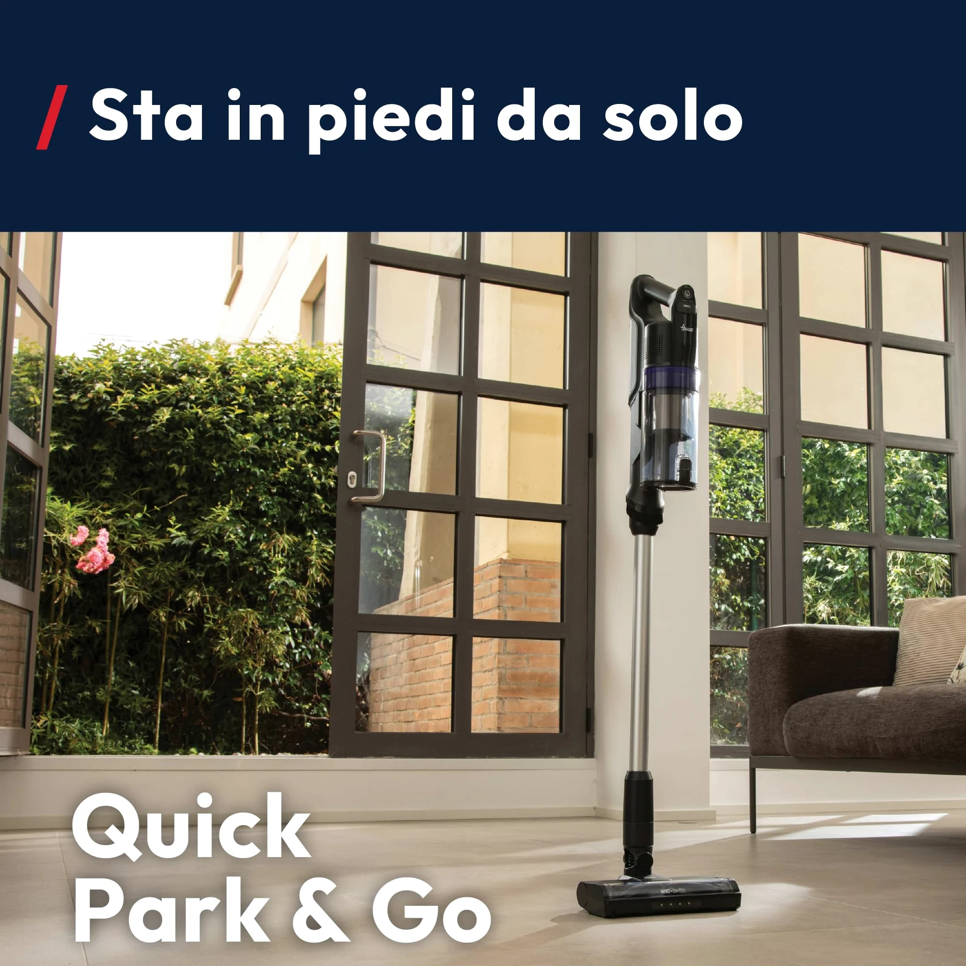 Hoover HF1 Plus Scopa Elettrica Senza Fili con Modalità Turbo, Spazzola All Floor con Tecnologia Anti-Twist, Autonomia 45 Minuti, Quick Park&Go, Luci LED [HF1PZ10H]