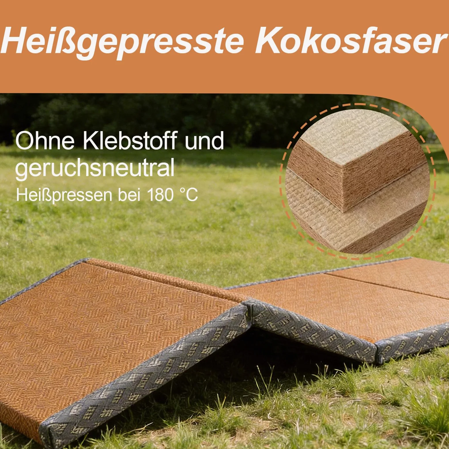 Tappetino Tatami Tradizionale Giapponese Pieghevole in Fibra di Cocco, Futon Giapponese Portatile e Antiscivolo per Dormire, Meditazione, Yoga Zen, 80x200x3.5cm