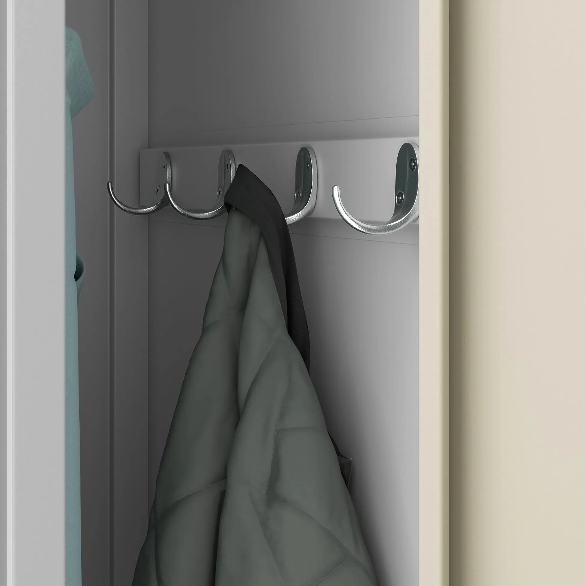 Jan Nowak armadietto spogliatoio in metallo 4 scomparti, armadio guardaroba ufficio con serratura, ventilazione, ripiani, aste appendiabiti, ganci, per dipendenti 180 x 80 x 50 cm