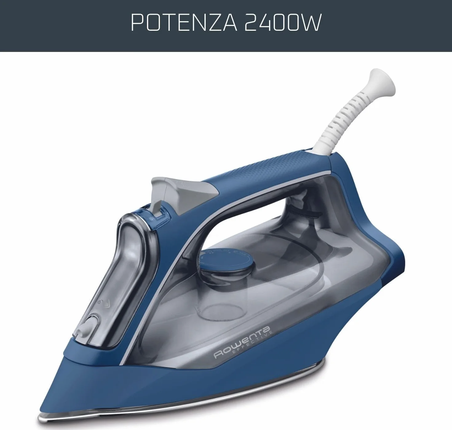 Rowenta Ferro da Stiro Effective DX1636, Potenza 2400W, Emissione Vapore fino a 40 g/Minuto, Colpo Vapore 120 g/Minuto, con Serbatoio dell'Acqua e Piastra Antigraffio, per Risultati Duraturi