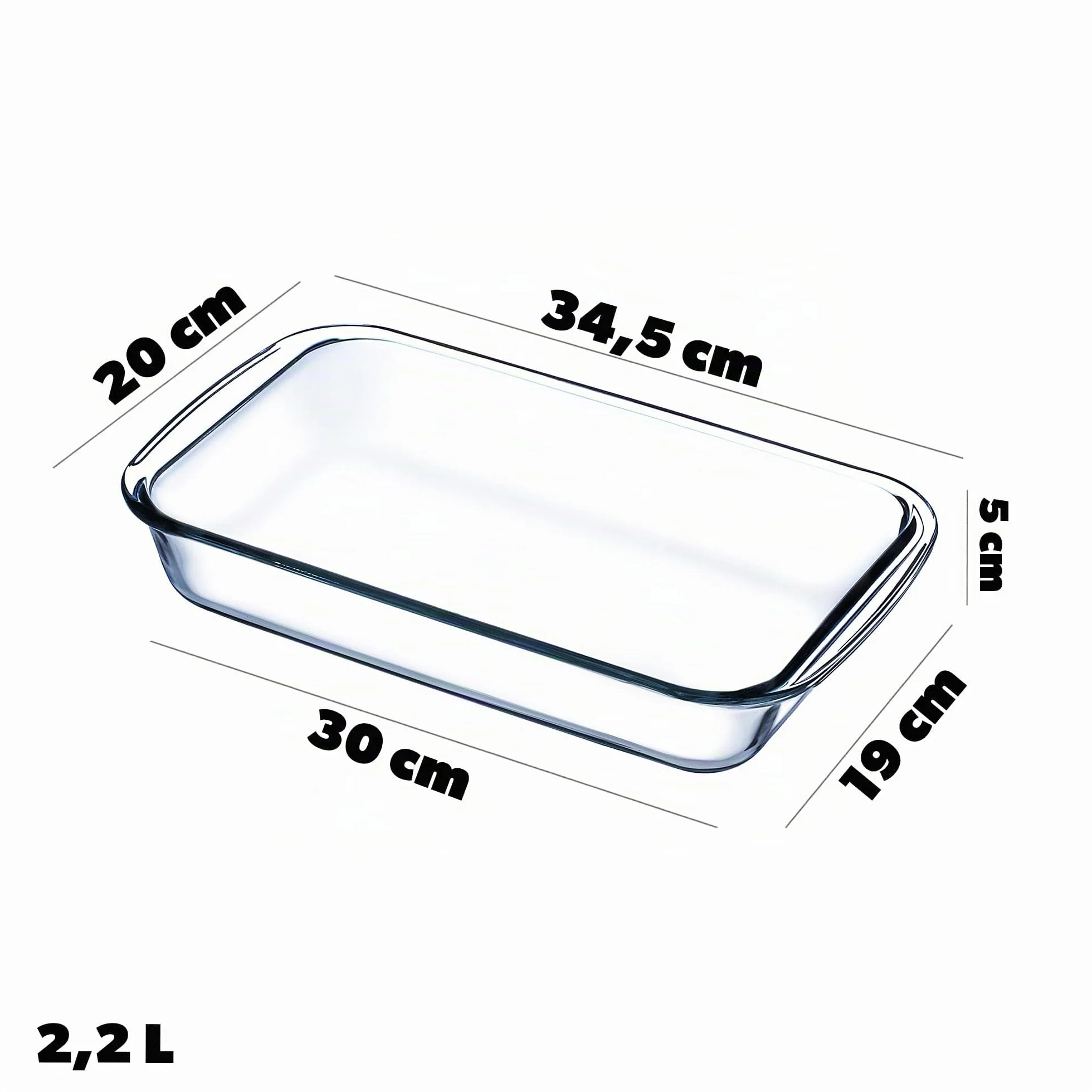 KADAX Pirofila rettangolare, da 2,2 L, in vetro resistente al calore, stampi per forno a gas lavabili in lavastoviglie, stoviglie per friggere, pirofila in vetro per lasagne, torte