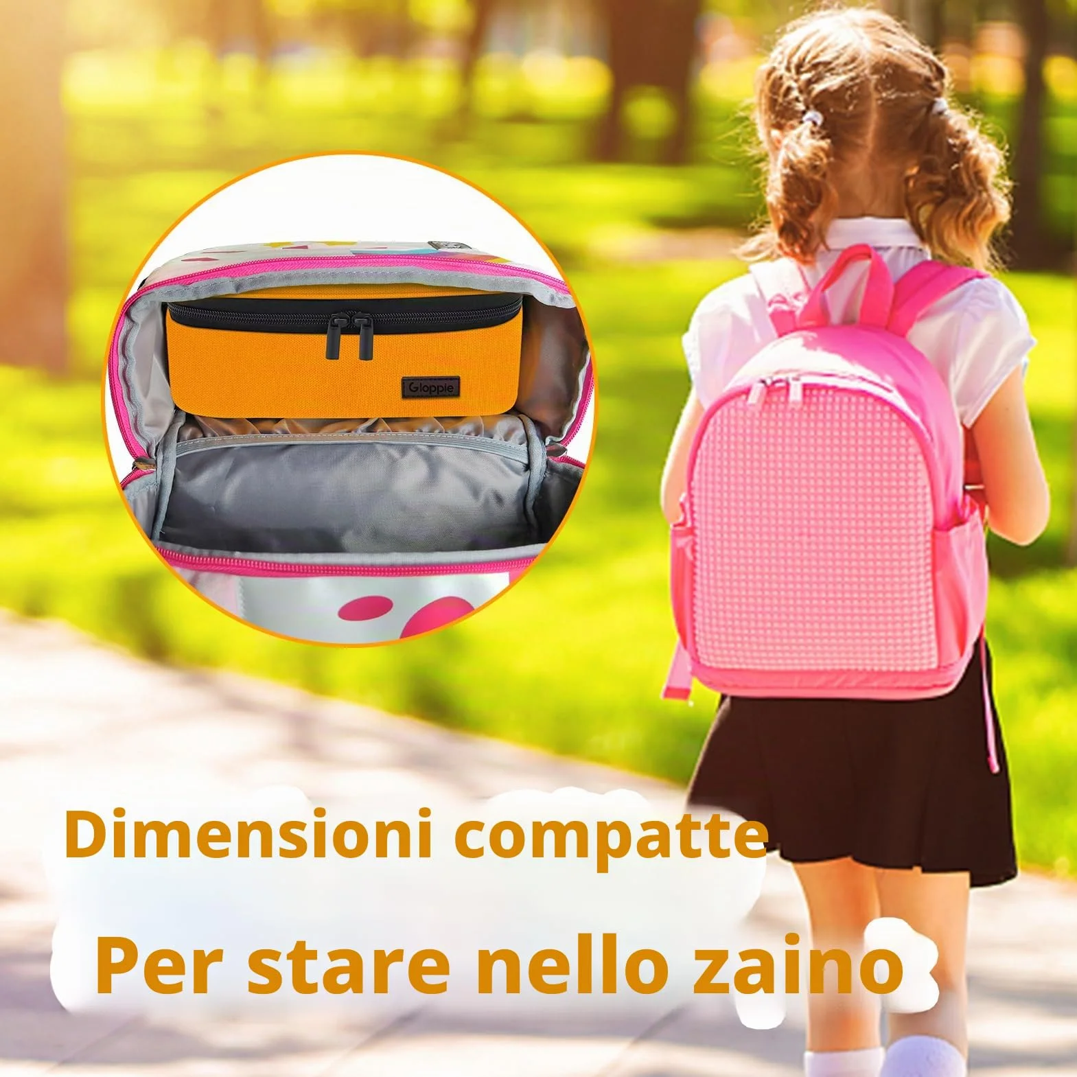 Gloppie - Mini Lunch Box Piccola Borsa per il pranzo per gli uomini Donne - Isolato LunchBox Termico Pranzo Scatole Pranzo Secchio Bento Box contenitori per alimenti Riutilizzabili Panini Box,Arancia