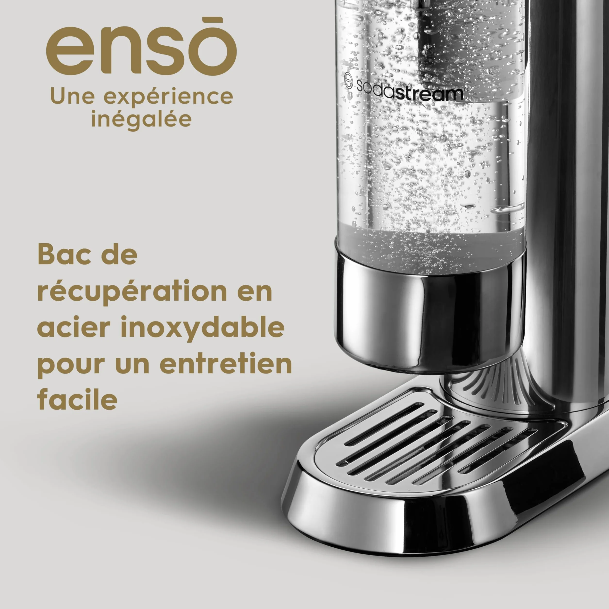 sodastream Enso Gasatore per realizzare acqua frizzante in Acciaio Inossidabile con una Bottiglia Inclusa, Cilindro CO2 Non Incluso