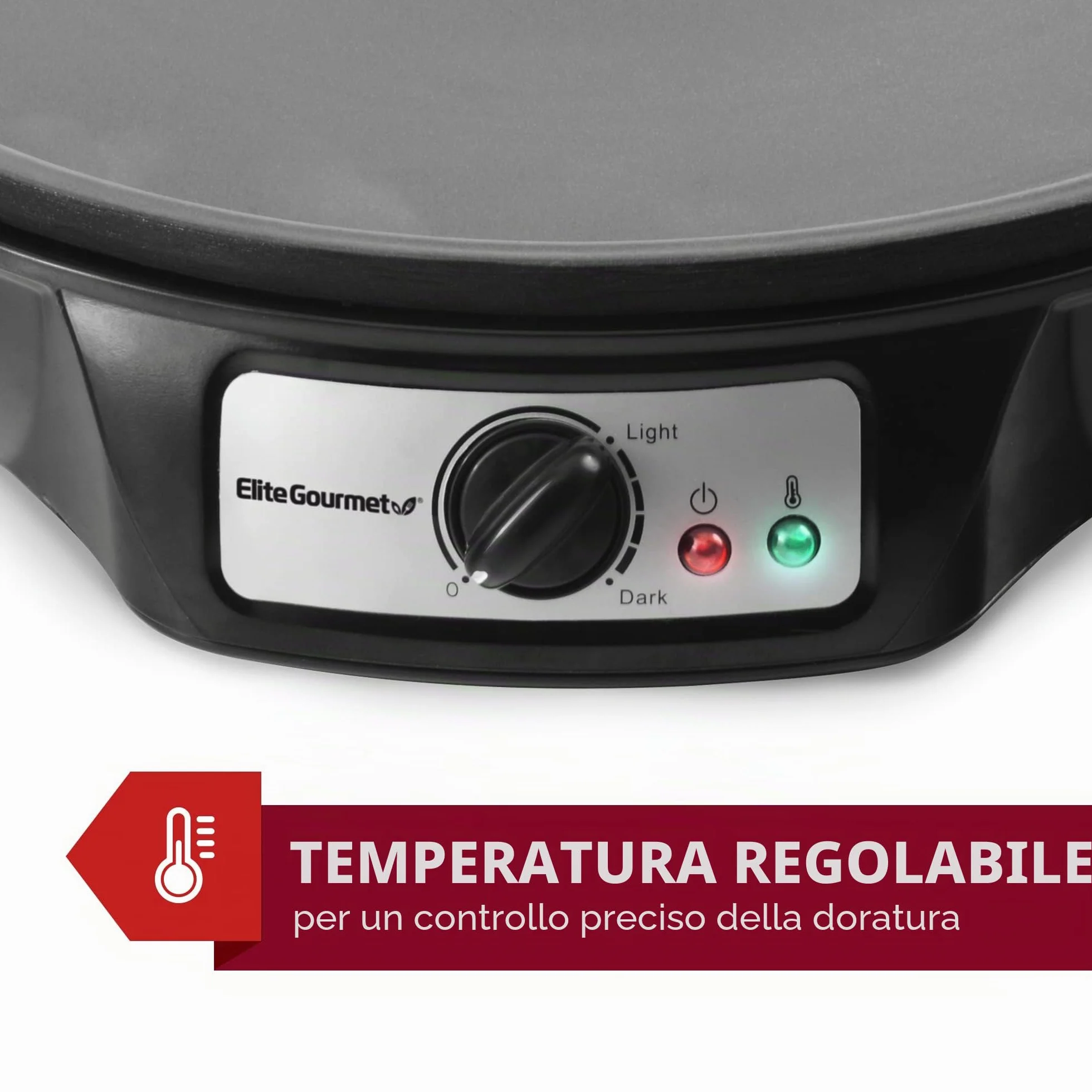 Elite Gourmet Crepiera elettrica ECP-126 30,5 cm antiaderente nero