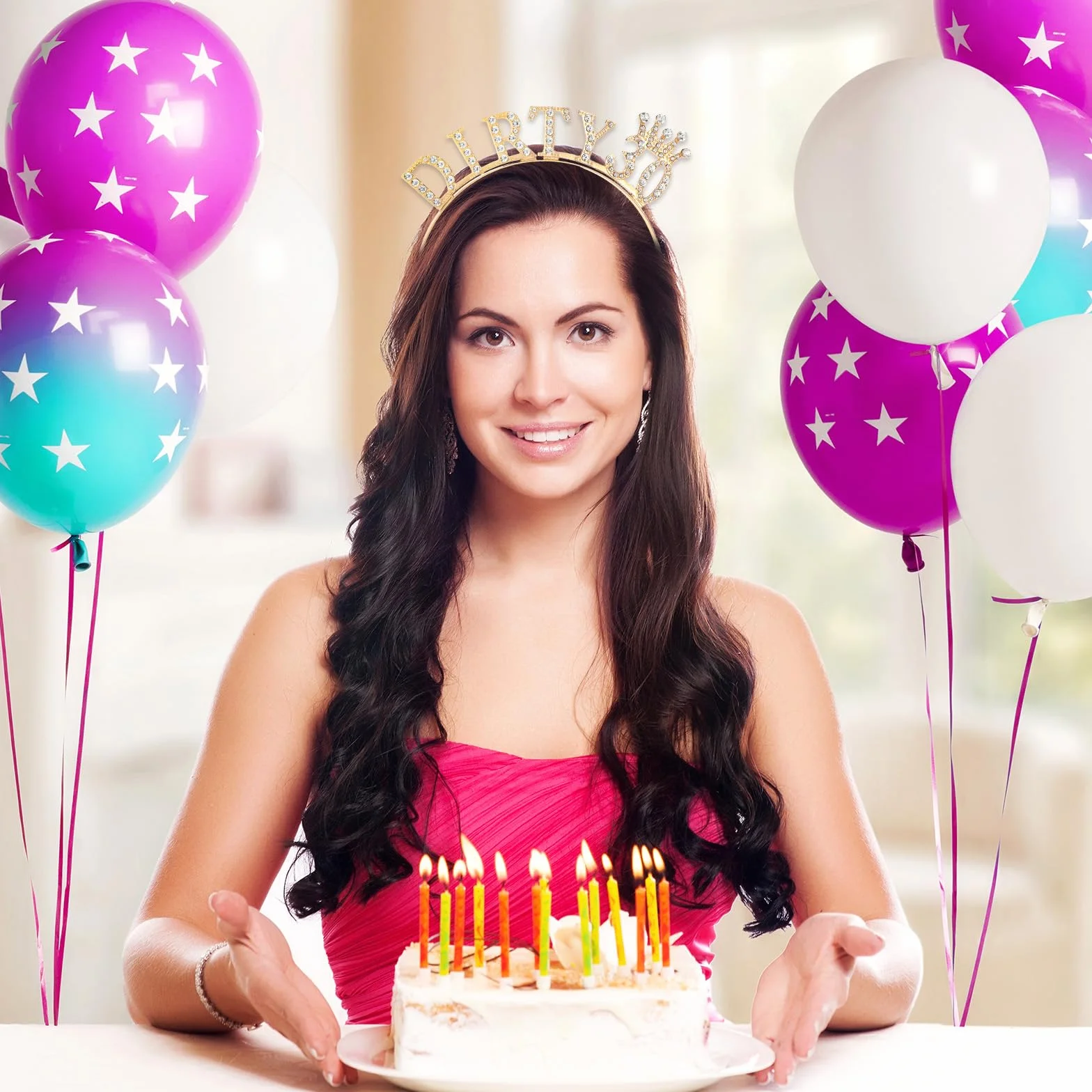 Thinp Dirty Thirty 30° compleanno corona fascia tiara oro accessori decorativi, 1 sztuka