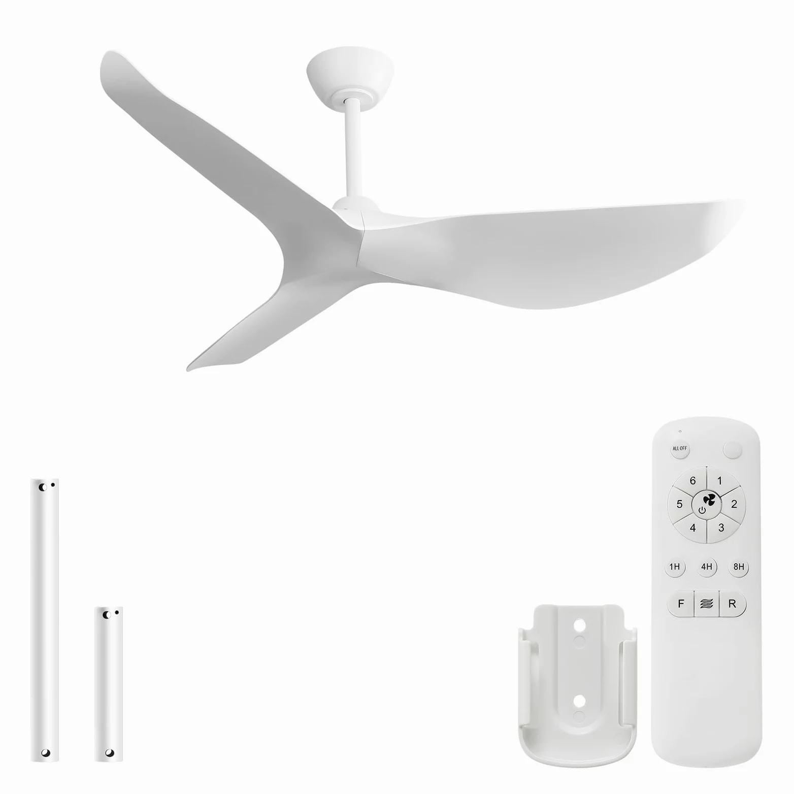 Sofucor Ventilatore da Soffitto 132 cm, Silenzioso Ventilatore da Soffitto per Camera da Letto, 3 Pale, 6 Velocità, Timer, Motore DC, Funzionamento Estivo Invernale