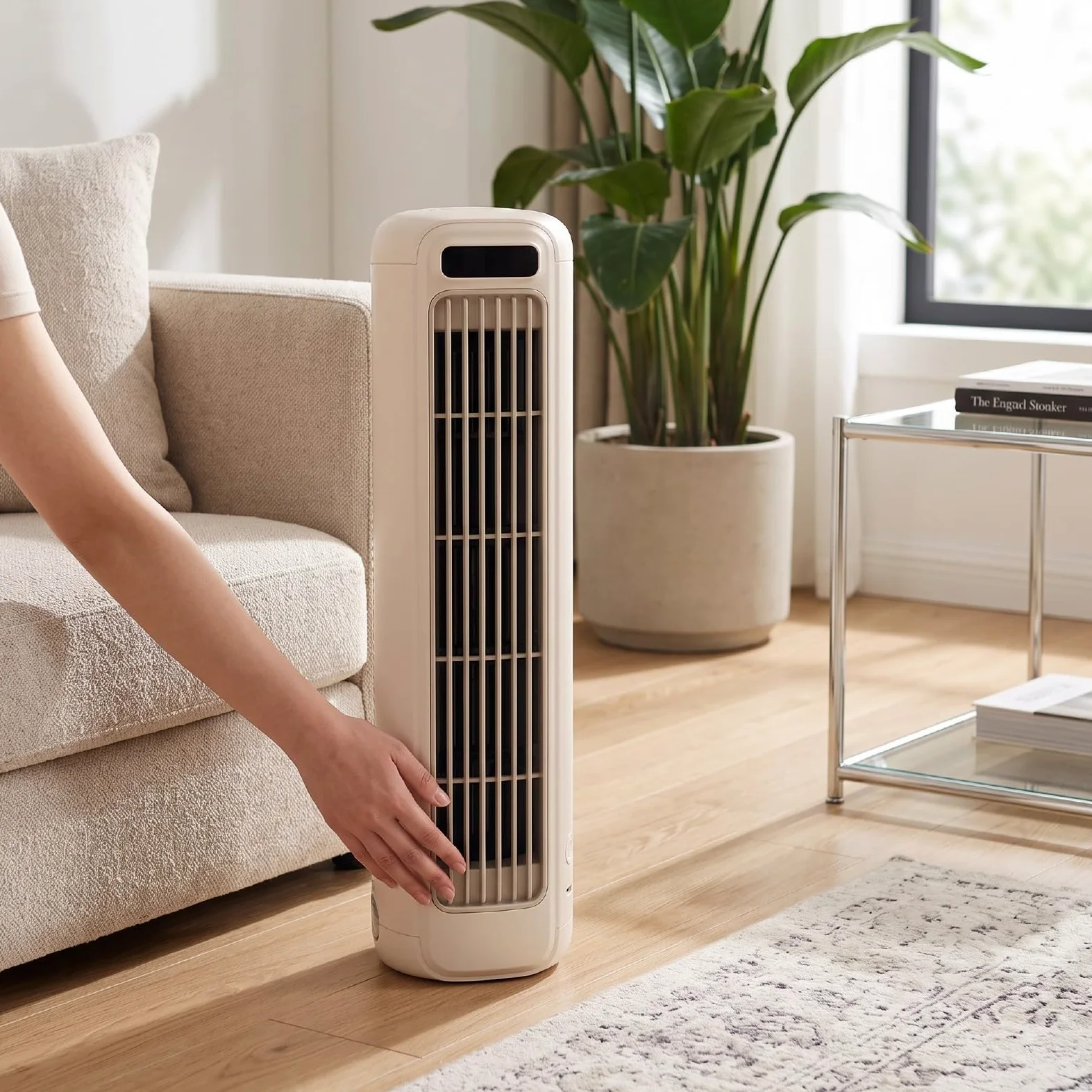Ventilatore a Torre per Condizionatore Portatile | Ricarica USB touch LED a 3 velocità, raffreddamento evaporativo senza lama, scrivania da ufficio in camera da letto