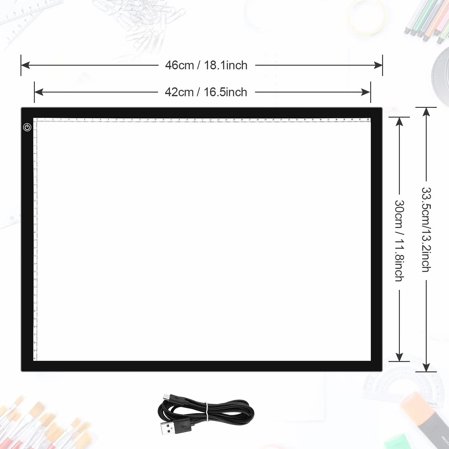 Himimi A3 LED Tavoletta Luminosa, Tavolette da Disegno, Ultrasottile con Luminosità Regolabile Tracing Light Pad per Artisti