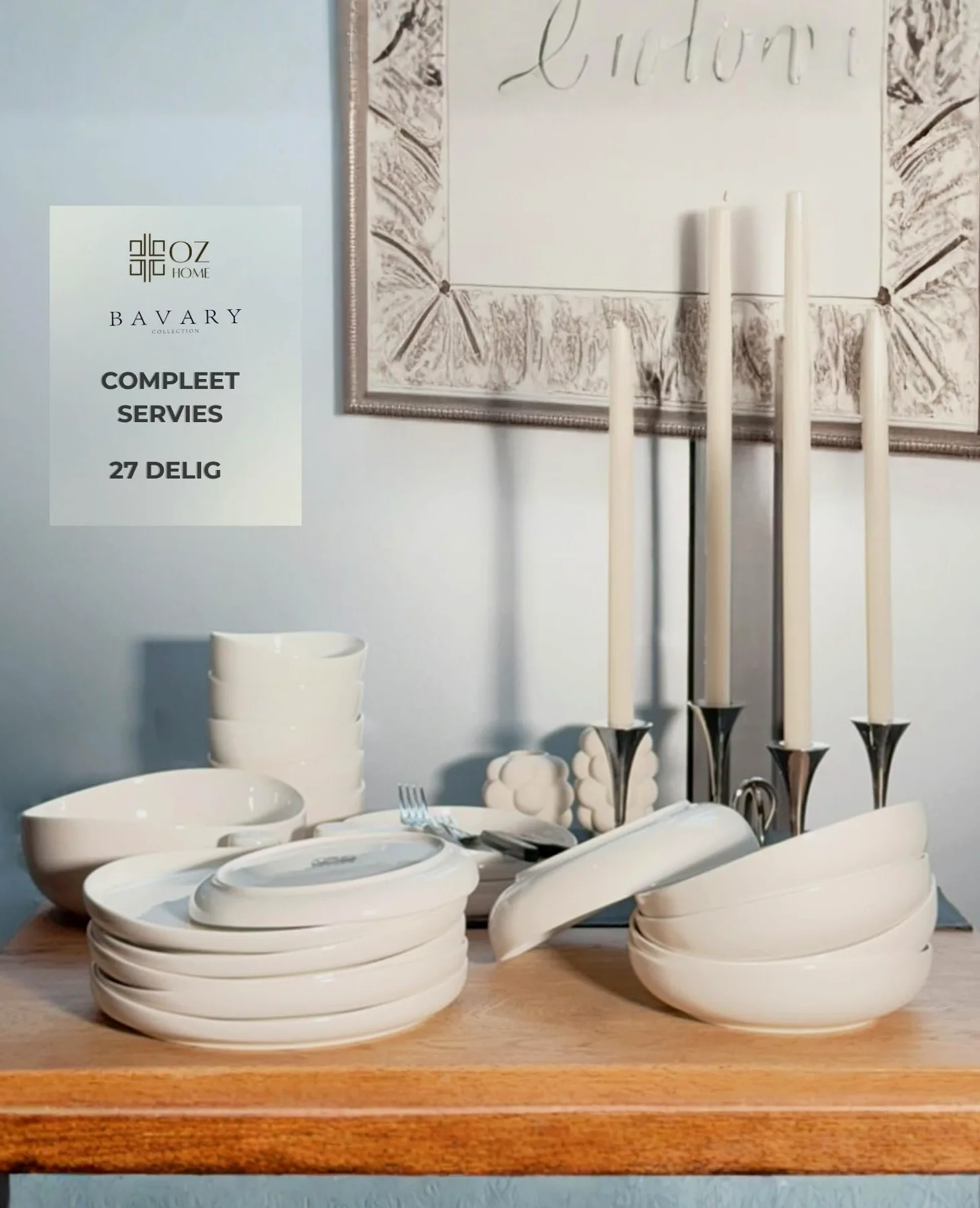 BAVARY Set Piatti Porcellana Smile 27 Pezzi – Set Piatti 6 Persone Pensato Come Servizio Piatti Completo – Stile Da Piatti Moderni – Dettagli Da Servizio Piatti 6 Persone In Autentico – Set Cucina