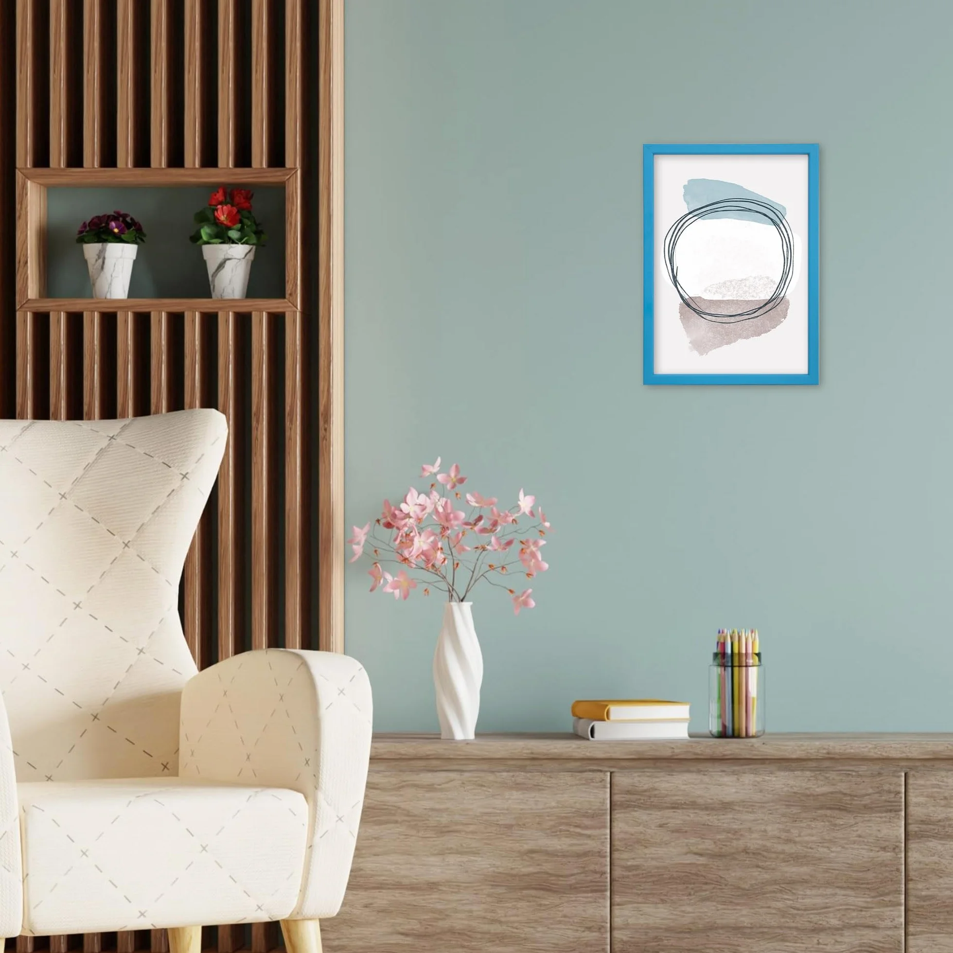 Lupia Cornice portafoto in Legno da Parete Bomber Blu Celeste 25x35 cm