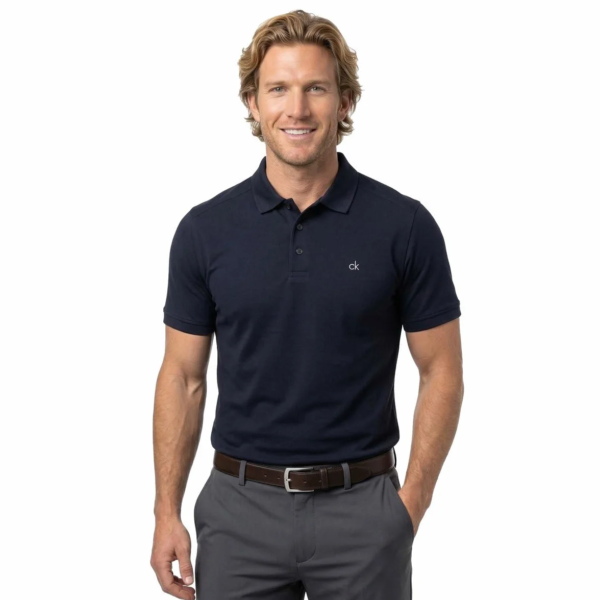 Calvin Klein Polo da Golf da Uomo Campus a 3 Bottoni Colletto a Coste