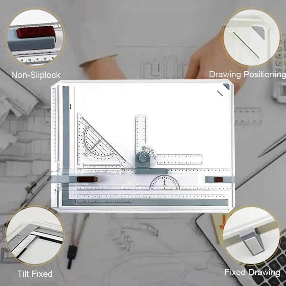 NEWFUN Lavagna da Disegno A3 Professionale, Rapid Drawing Board per Tavolo da Disegno, Binario Parallelo Angolo Regolabile