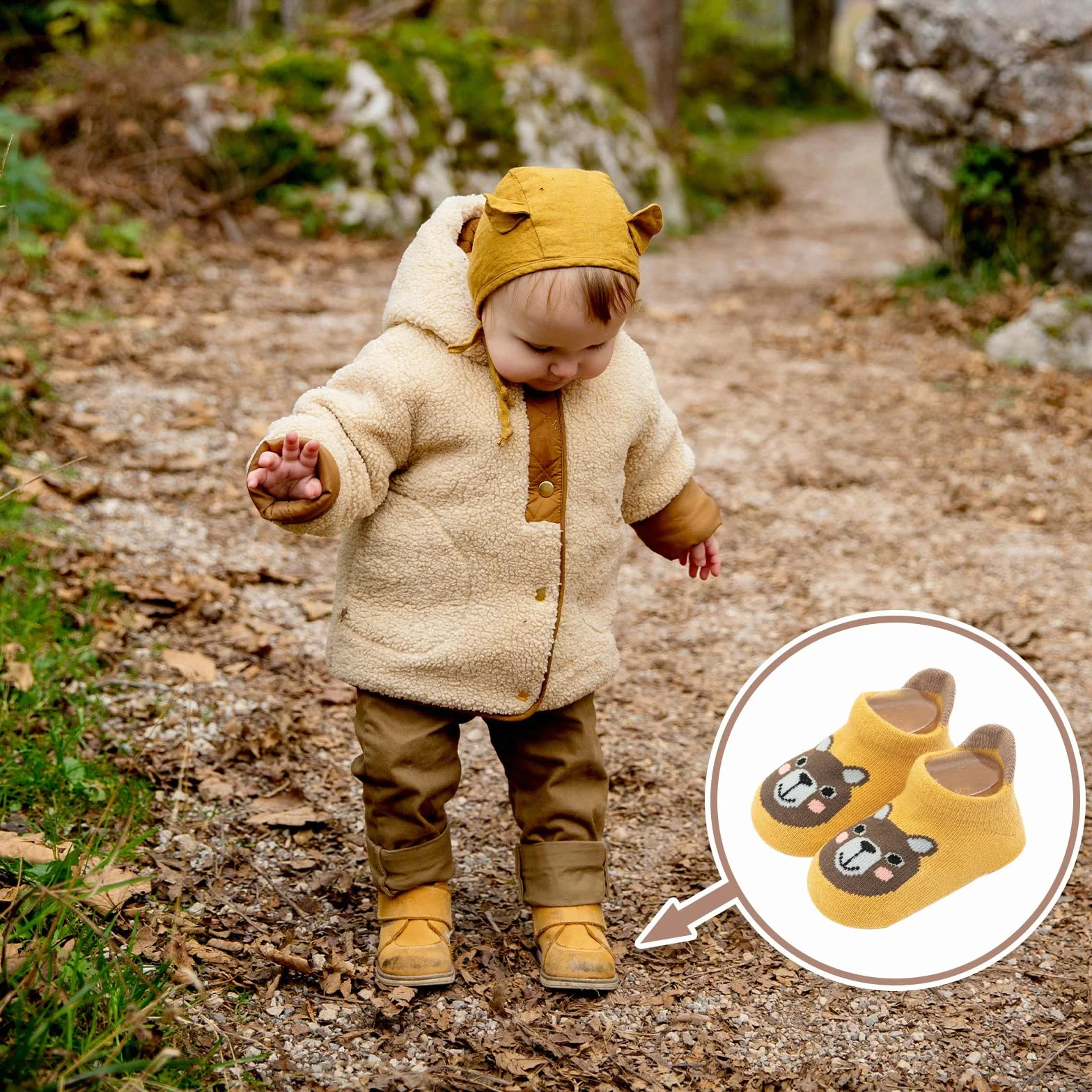 VEGCOO 7 Paia Calzini Antiscivolo Cotone Animali Stampa Calze Traspirante per Neonati Bambini Bambine