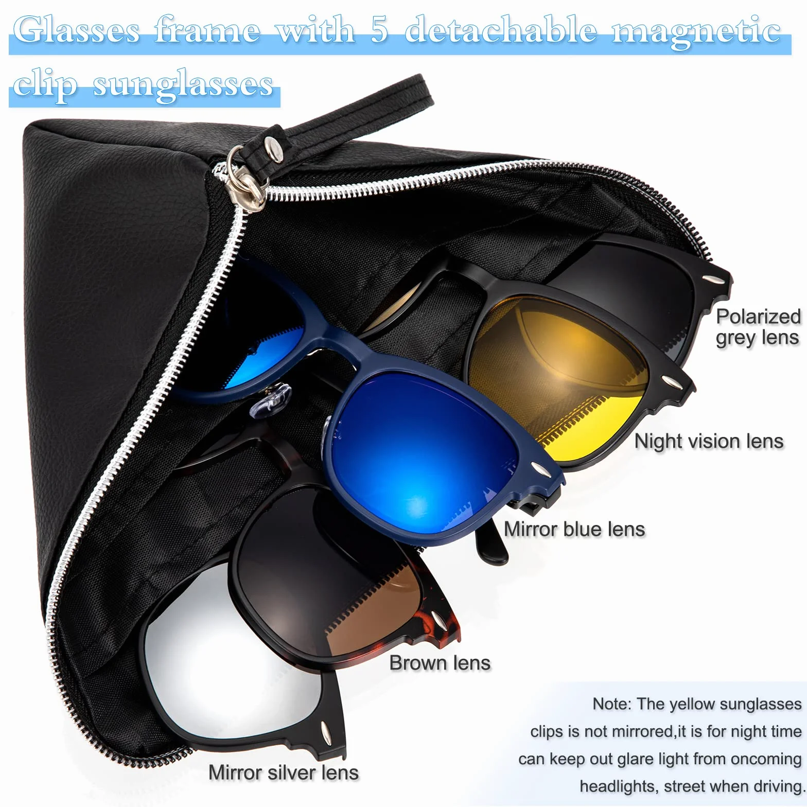 Hifot montature Occhiali da Vista con Magnetica Clip Occhiali da Sole, Montatura per Occhiali Donna Uomo
