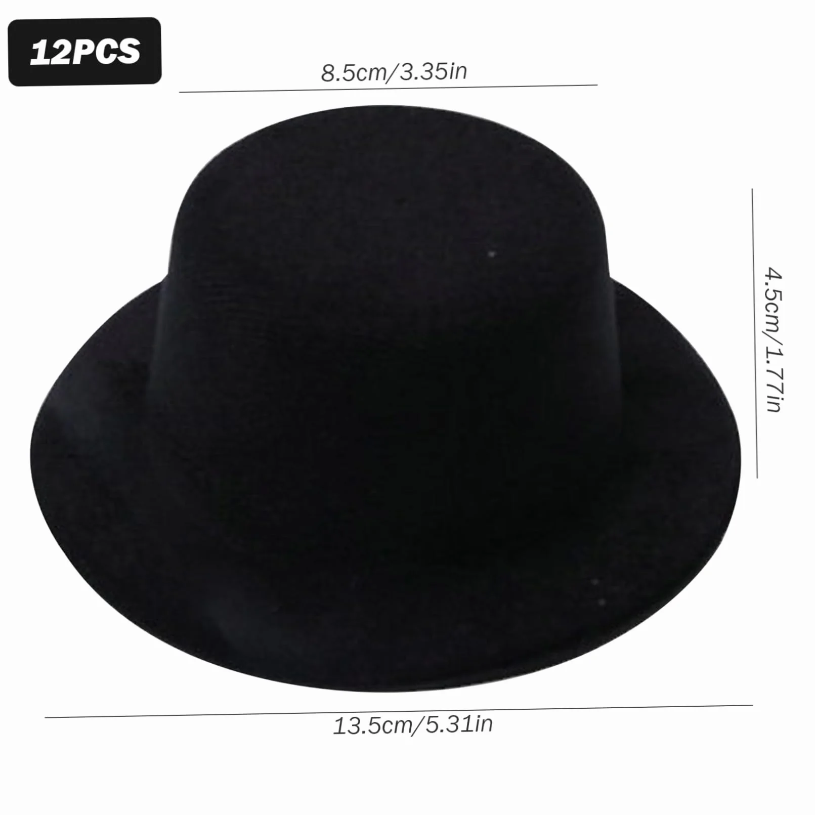 Mini cappello a cilindro 12 pezzi Cappelli per bambole in feltro nero Cappelli a cilindro piccoli per accessori per capelli artigianali Mini decorazioni per feste di Natale e progetti fai-da-te