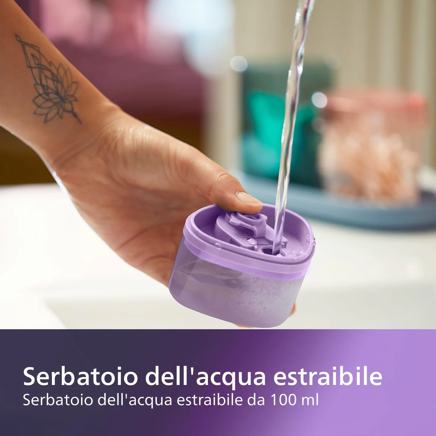 Philips Serie 3000 Stiratrice verticale a vapore,1000 W, 20 g/min di vapore, Serbatoio dell'acqua estraibile da 100 ml, Piastra in plastica, Custodia inclusa, solo 630g di peso, viola (STH3010/30)