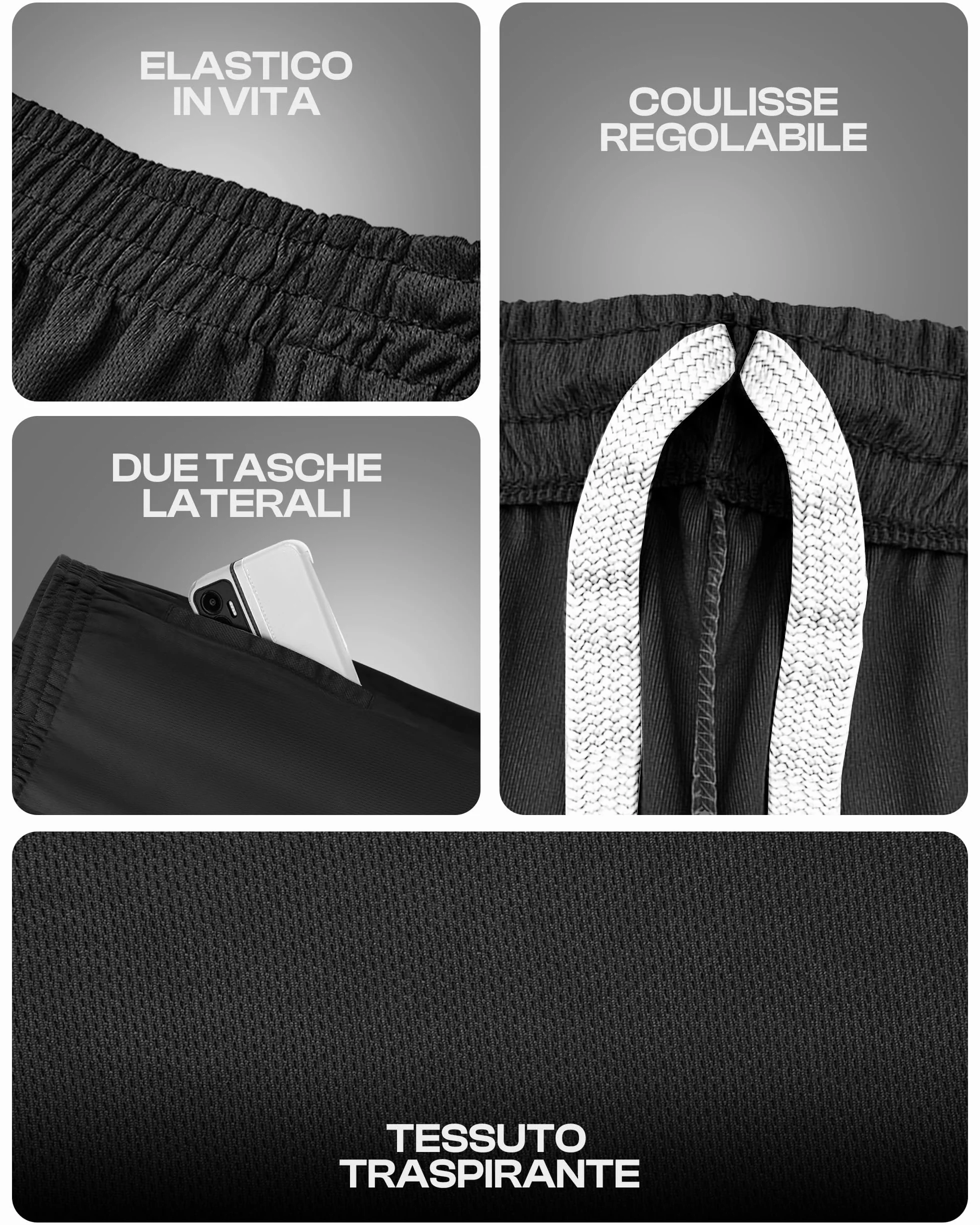 NY Threads Pantaloncini Sportivi da Uomo Asciugatura Rapida Vestibilità Ampia Leggeri con Tasche