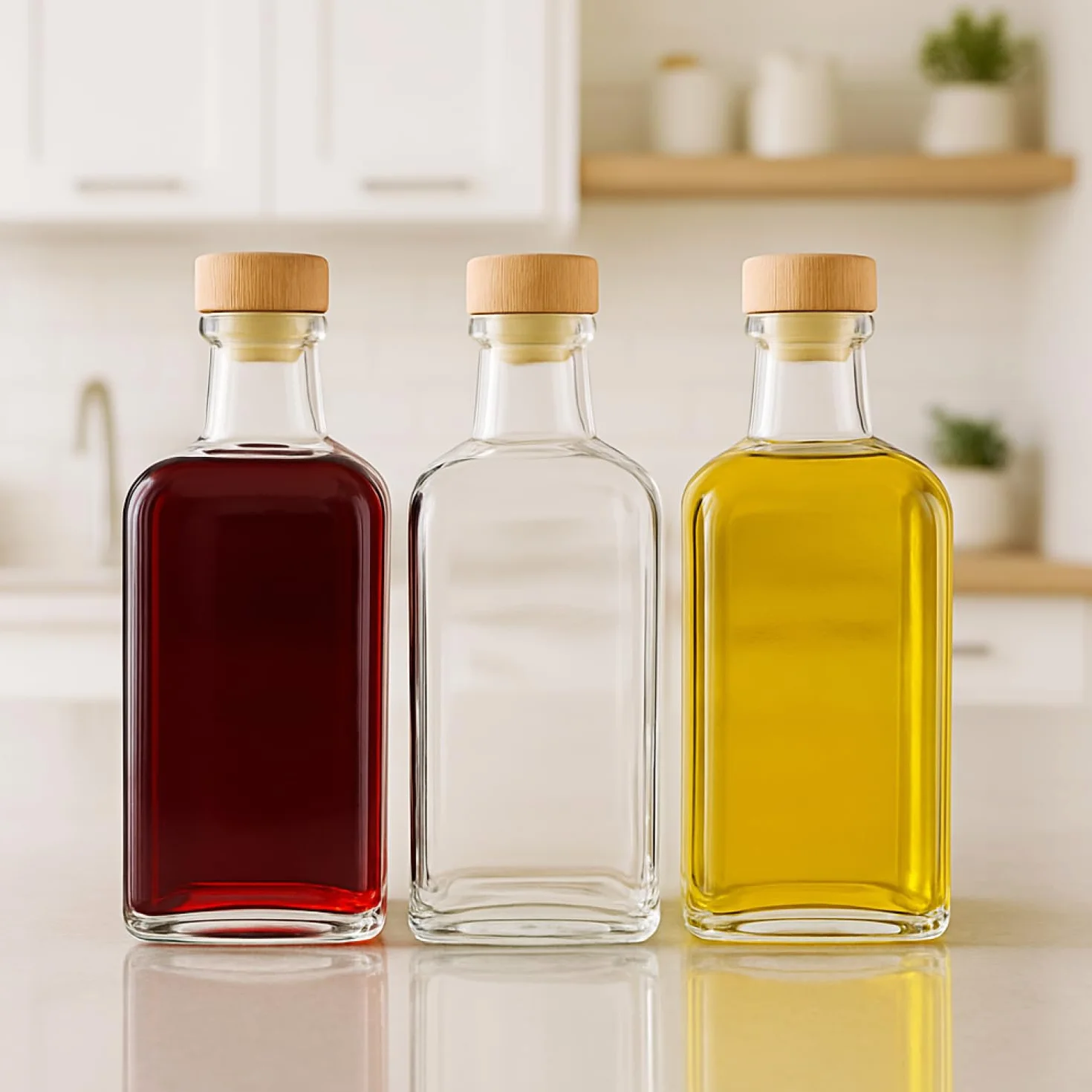 Bottiglie in Vetro 500 ml con Tappo in Sughero, Contenitori Vuoti per Olio Aceto Liquori
