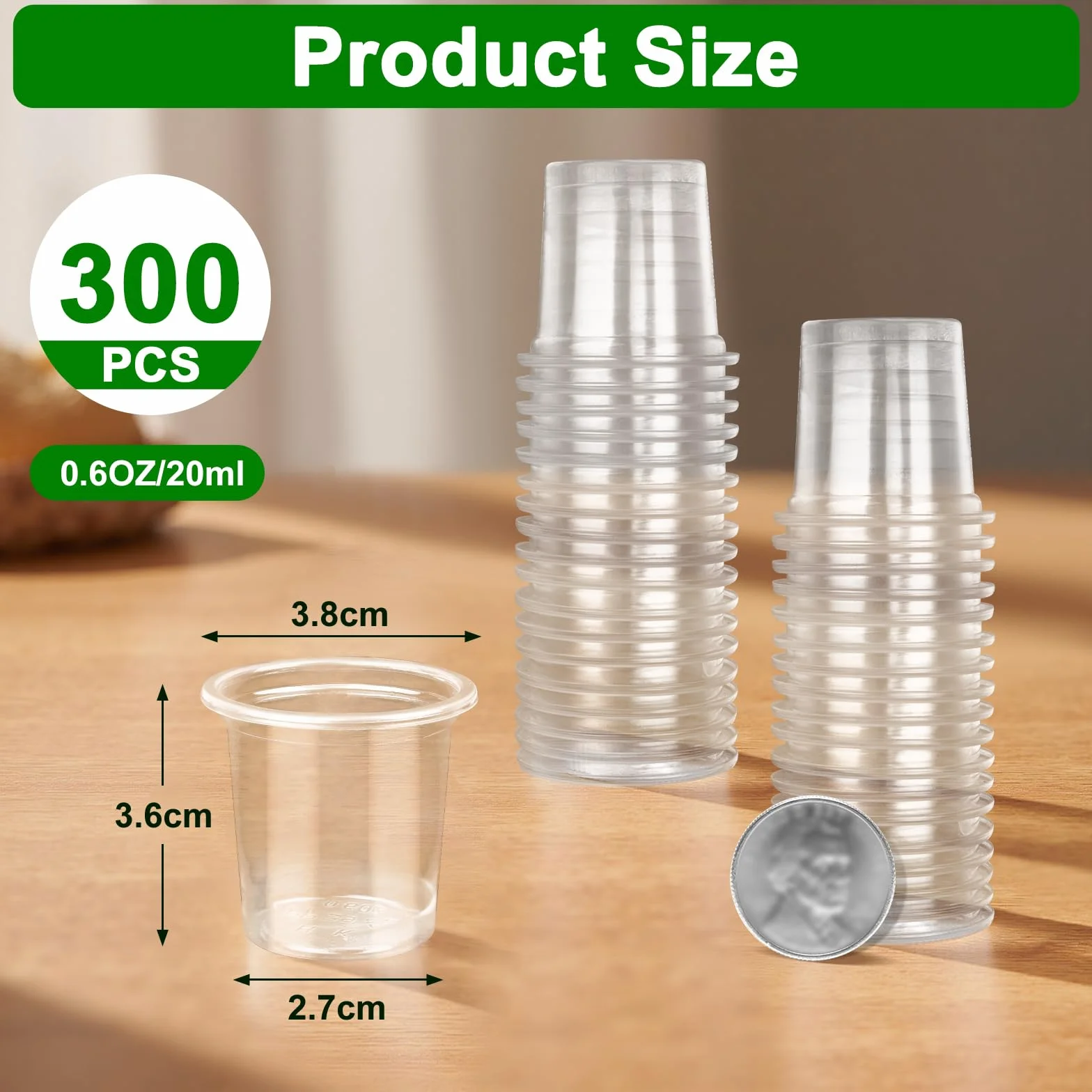 Bicchieri Shot Plastica Trasparente 2cl 20ml 300 Pz, Bicchierini per Liquore Cocktail Caffe Feste