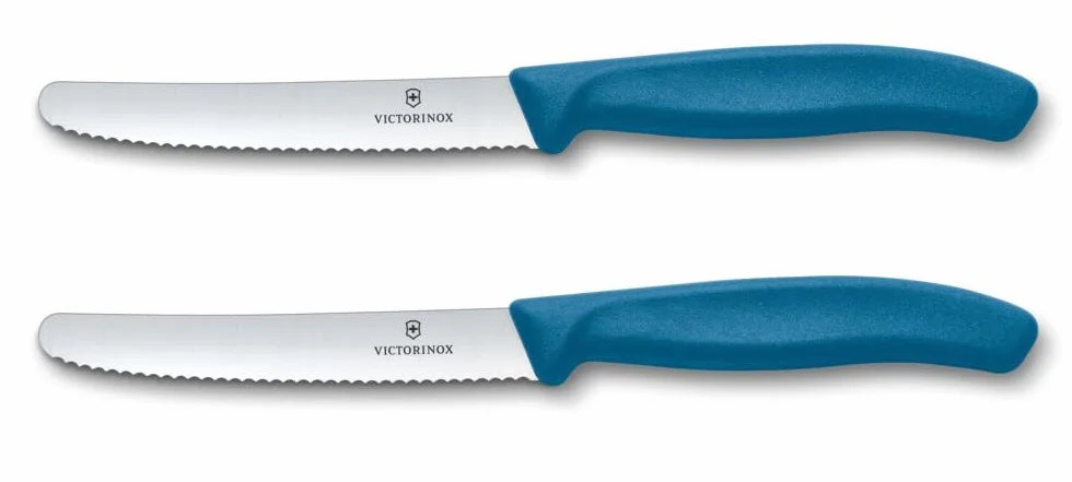 Victorinox Swiss Classic Coltello da Colazione e Pane 11 cm Acciaio Inossidabile Set 2 Pezzi Blu
