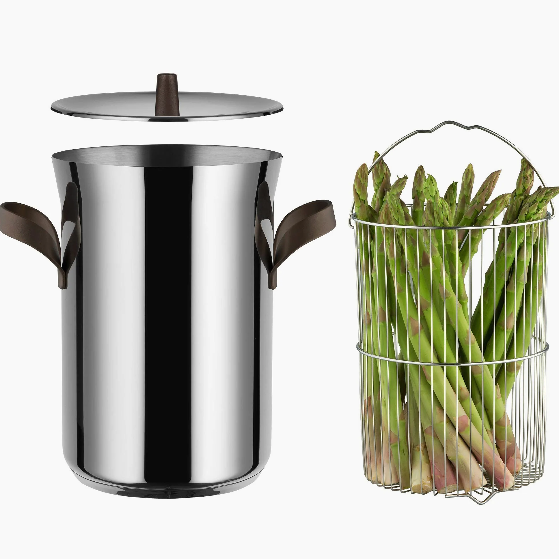 Alessi Edo PU309 - Pentola per Asparagi, Acciaio Inossidabile 18/10, Adatto per Cottura a Induzione, Acciaio
