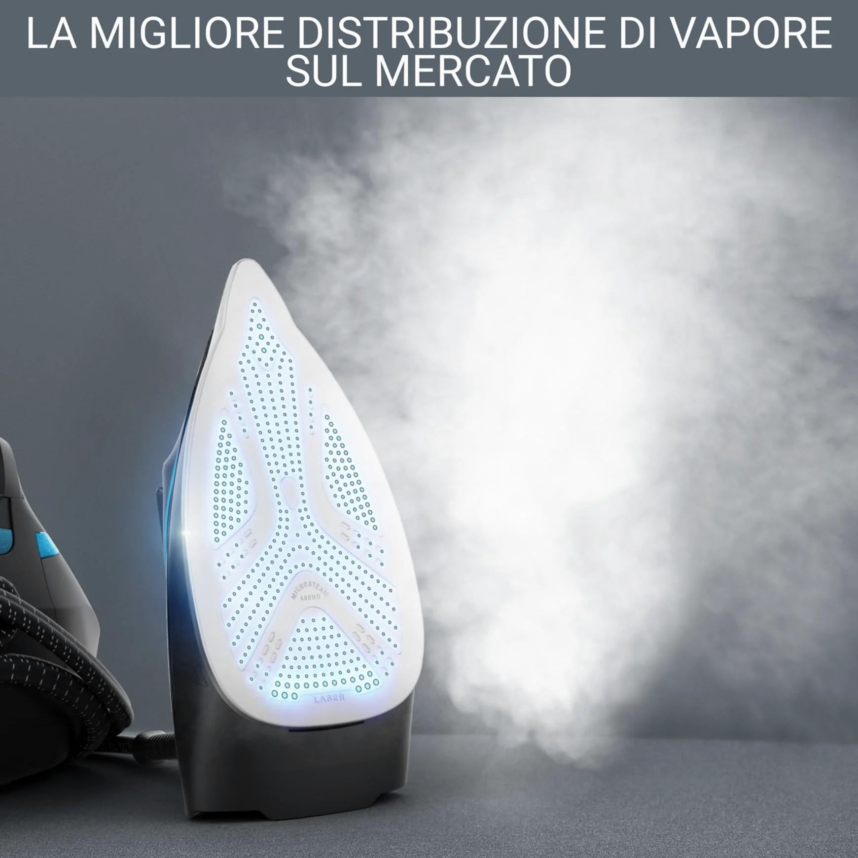 Rowenta Silence Steam Pro DG9222, Ferro da Stiro con Caldaia Silenziosa, 2800W, 1.3 L, Ferro da Stiro a Vapore 7.5 bar, 480 g/min, Colore Nero/Blu