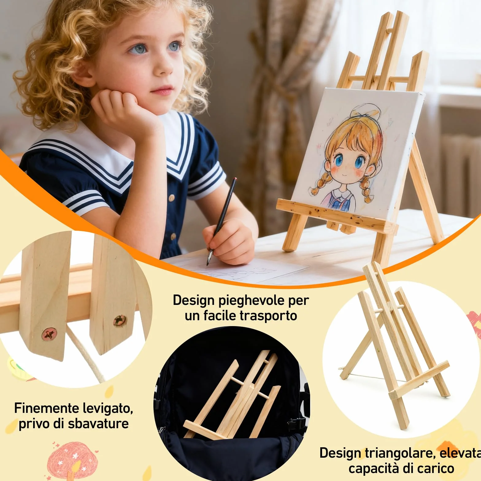 Cavalletto da Tavolo in Legno per Bambini Pieghevole 30 cm 40 cm Pino Massiccio 2 Pezzi