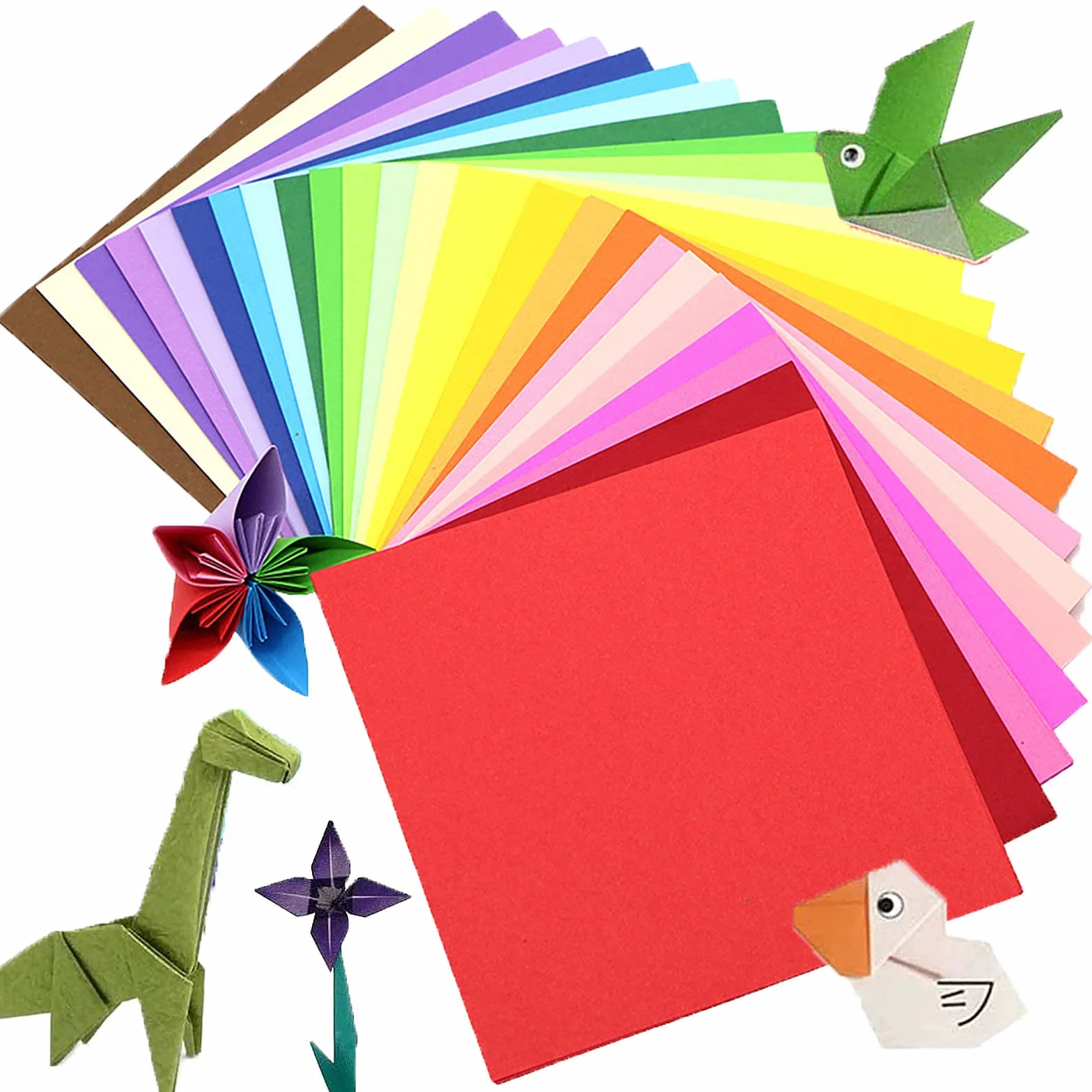 Carta Origami 200 Fogli 15x15 cm 20 Colori Fronte/Retro Kraft Colorata