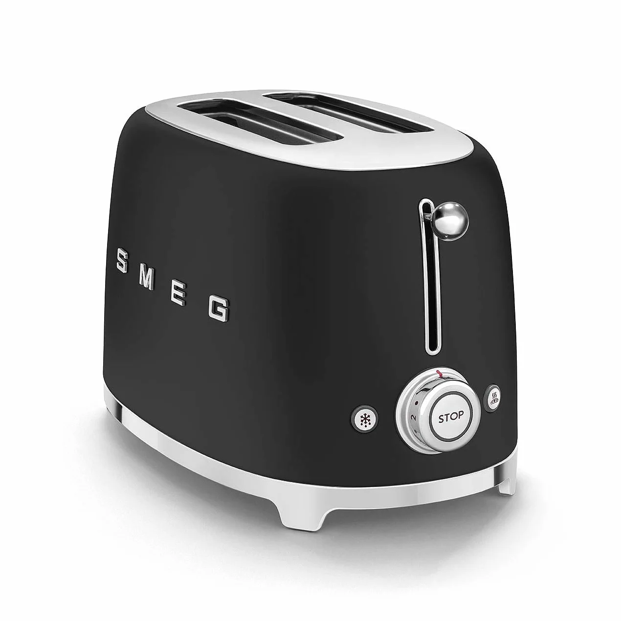 Smeg, Tostapane 2x2 TSF01BLMEU, 2 Scomparti da 36mm, 6 Livelli di Doratura, Funzione Riscaldamento, Scongelamento e Bagel, Espulsione Automatica del Pane, Cassetto Raccoglibriciole, 950W, Nero