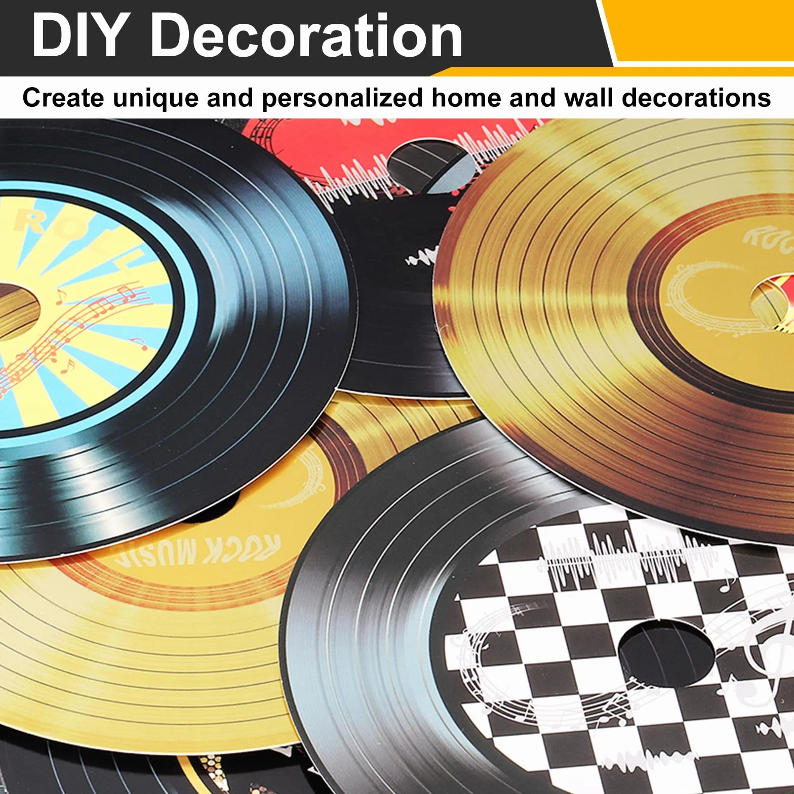 QUARKZMAN 20 Pezzi Decorazioni Vinile 5.5 Pollici Dischi In Vinile Vuoti 11 Design Finti Copertine Album CD Nero e Oro