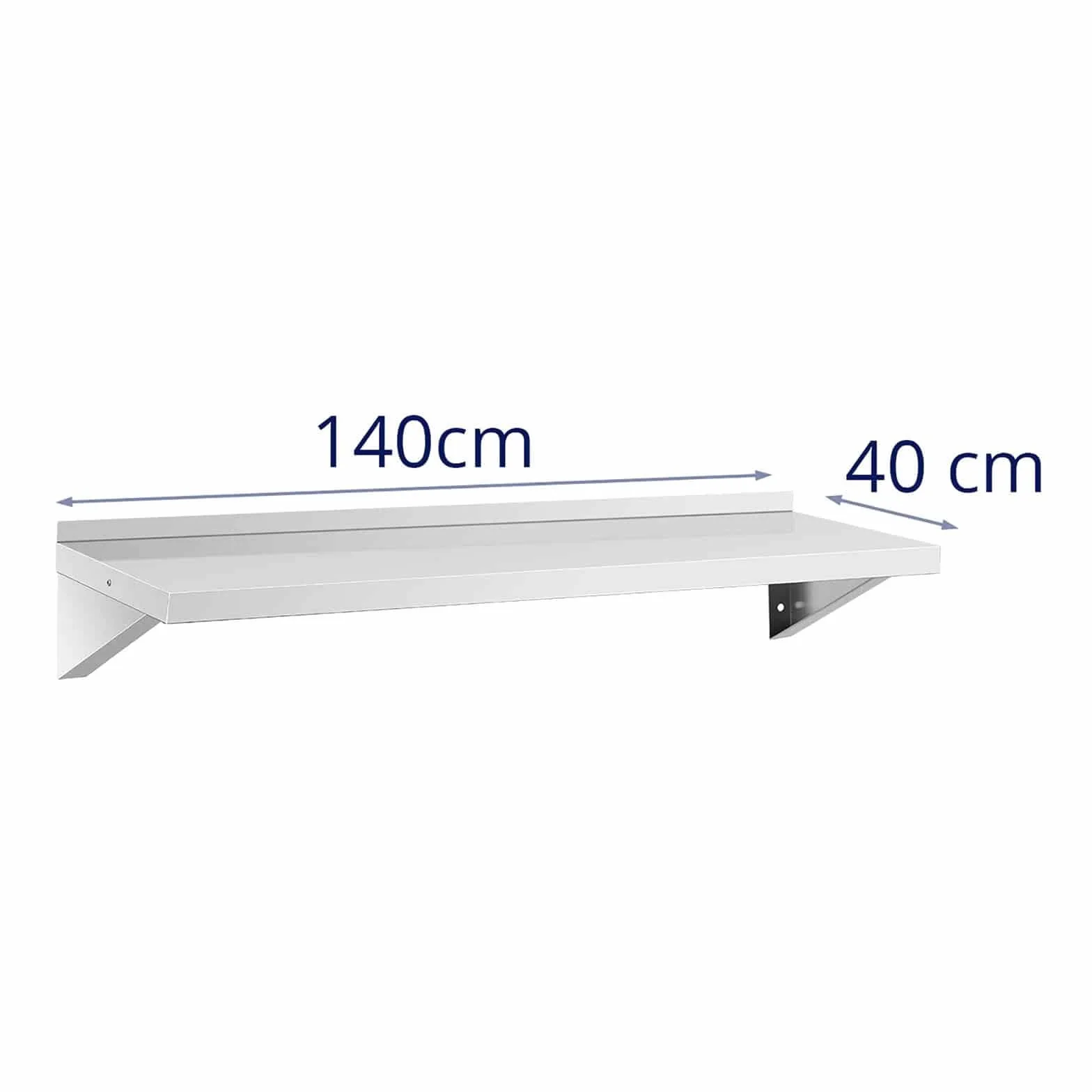 Royal Catering RCWR-120.1 - Mensola da parete in acciaio INOX, 120 x 40 cm, portata fino a 80 kg