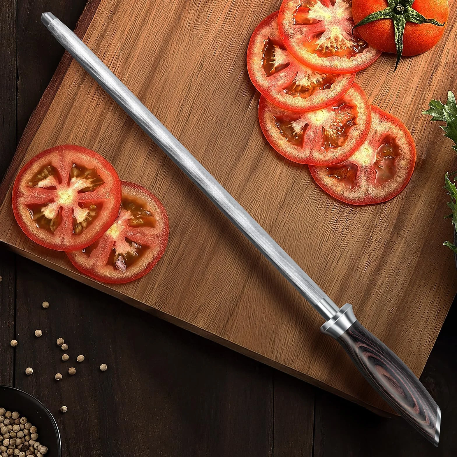 HOSHANHO Acciaino Professionale 30 cm Acciaio Giapponese Alto Tenore di Carbonio Impugnatura Ergonomica Pakkawood