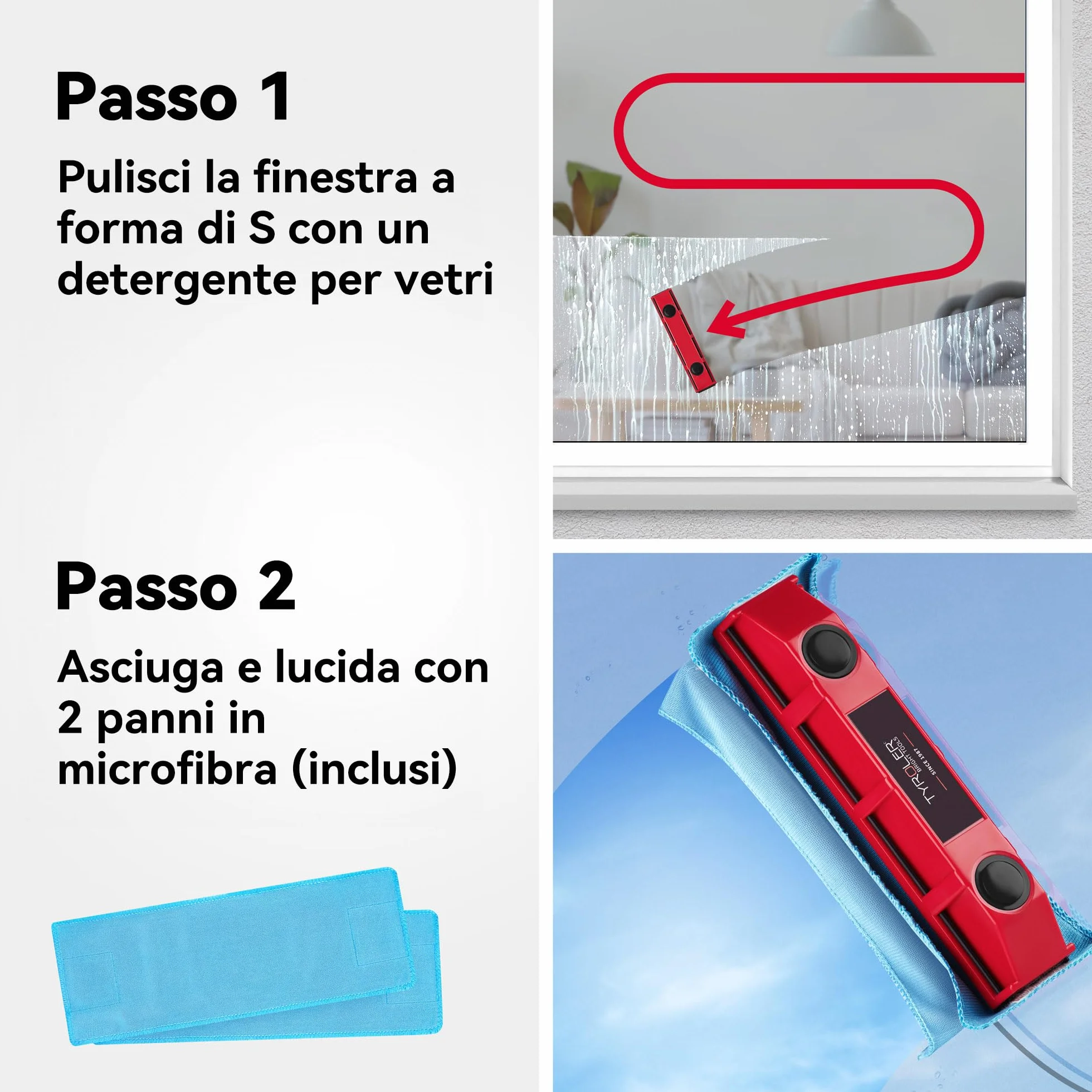 Tyroler il Glider S-1 Lavavetri Magnetico 2-8mm Pulitore Vetro Finestre