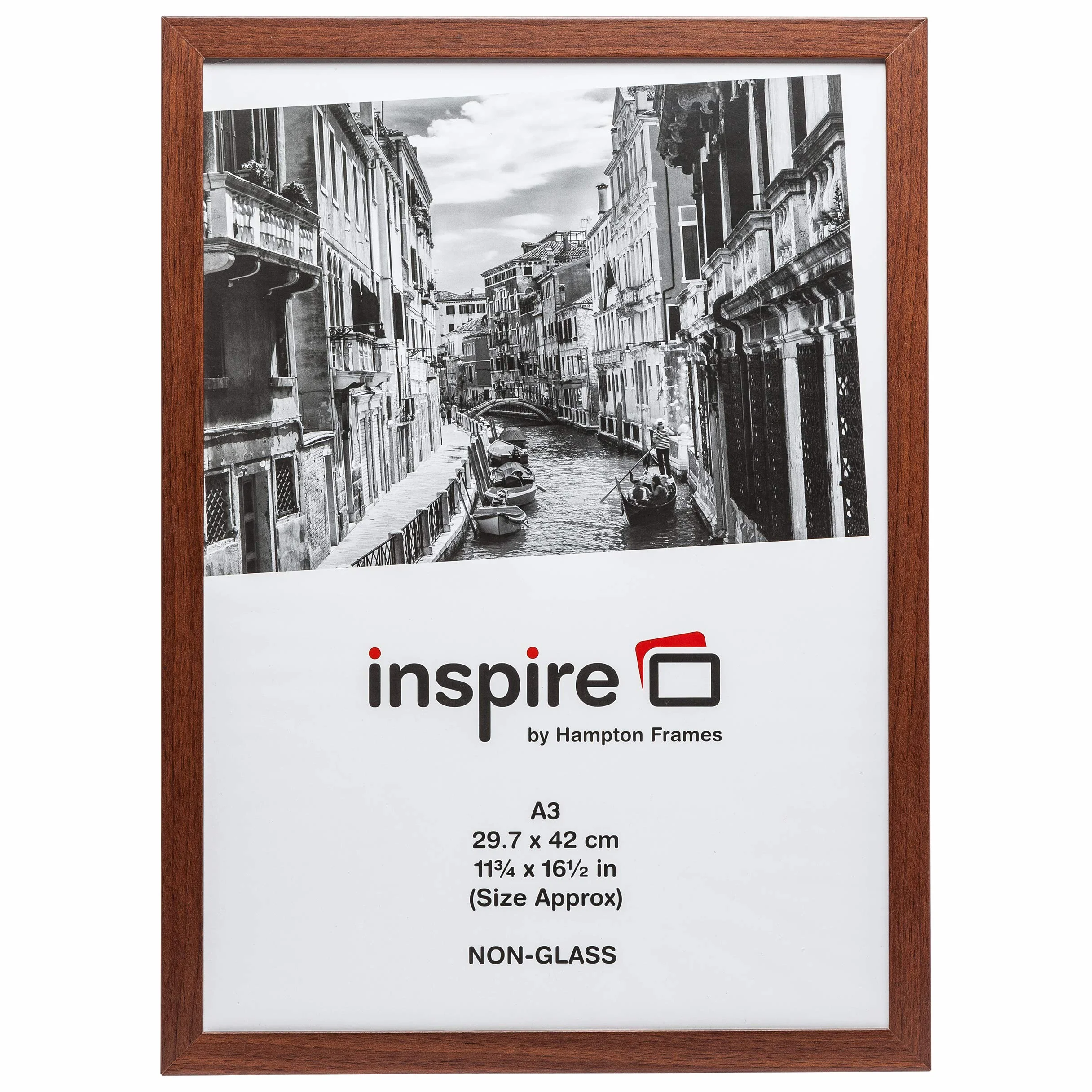 Hampton Frames | Cornice Poster Munich A3 30x42cm, Effetto Legno Scuro | Clip Metallo, Montaggio Parete, Verticale/Orizzontale | Per foto, certificati, casa, ufficio