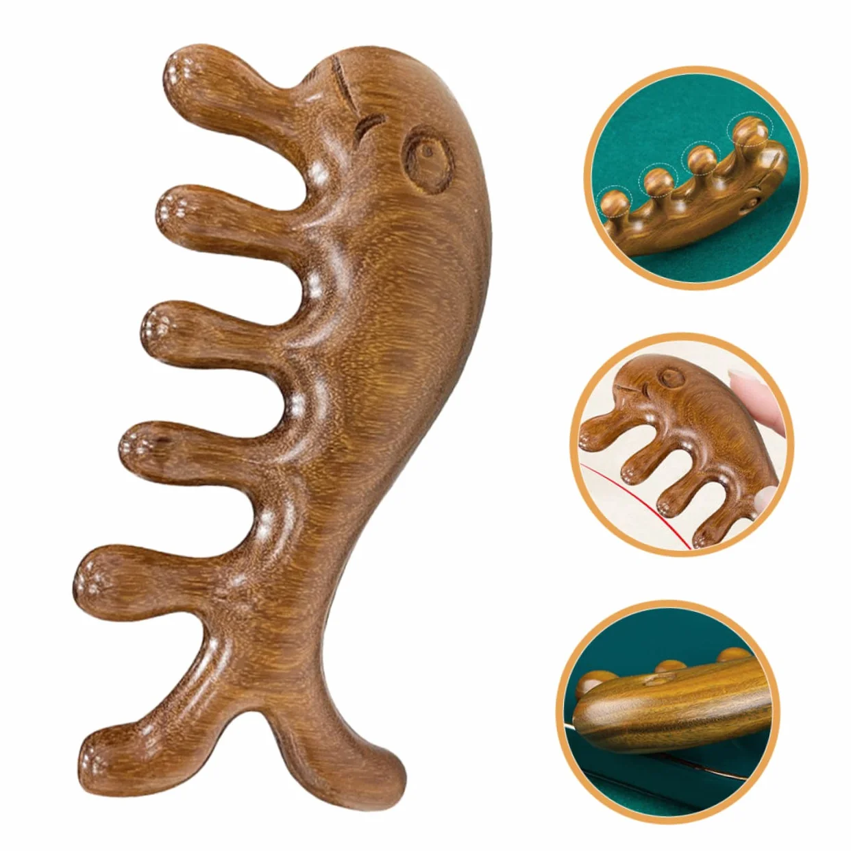 Pettine Per Chioma in Legno a Denti Larghi, Pettine Da Massaggio Portatile in Legno Liscio
