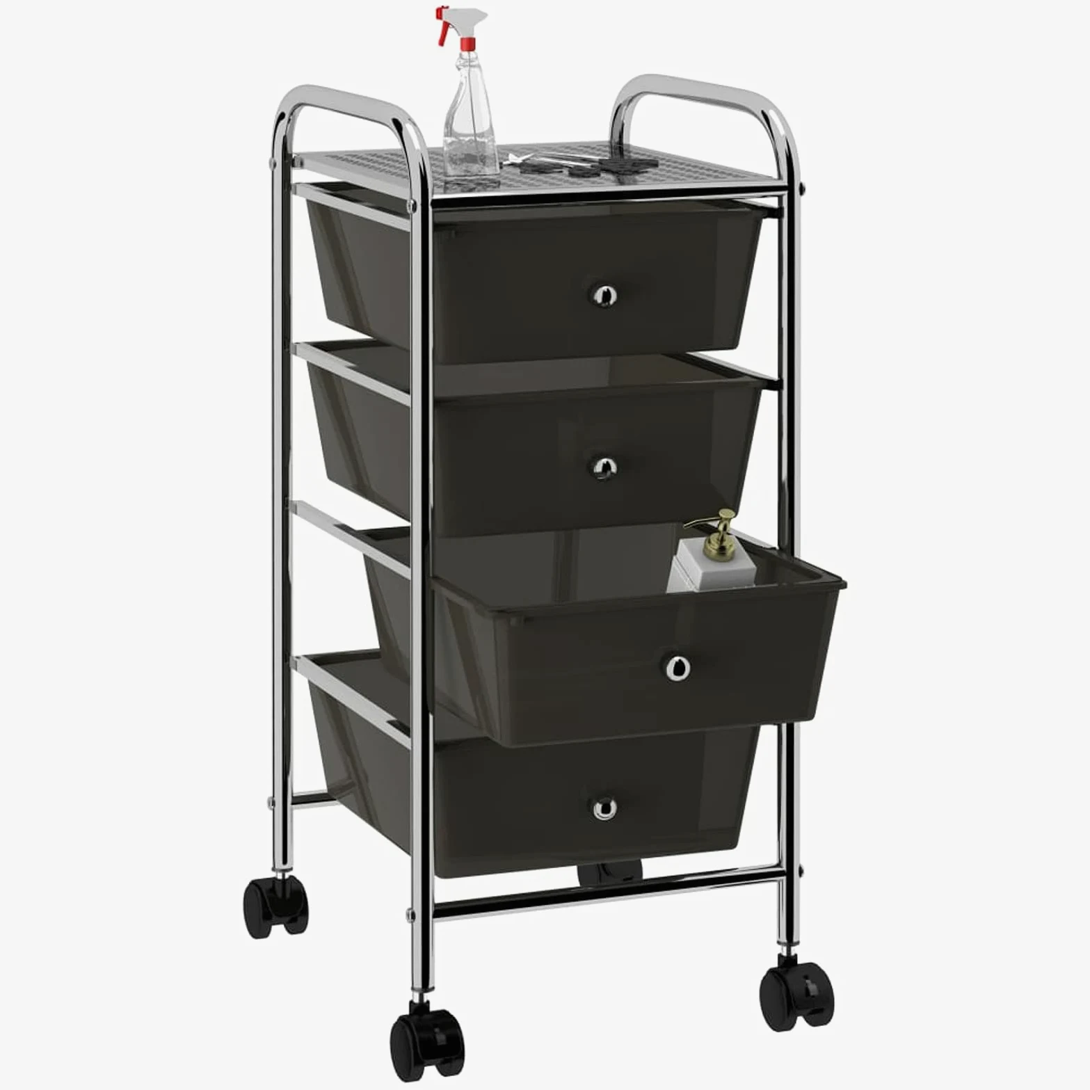 Rantry Carrello Portaoggetti Mobile con 4 Cassetti Nero in Plastica Decorazione da Mobili