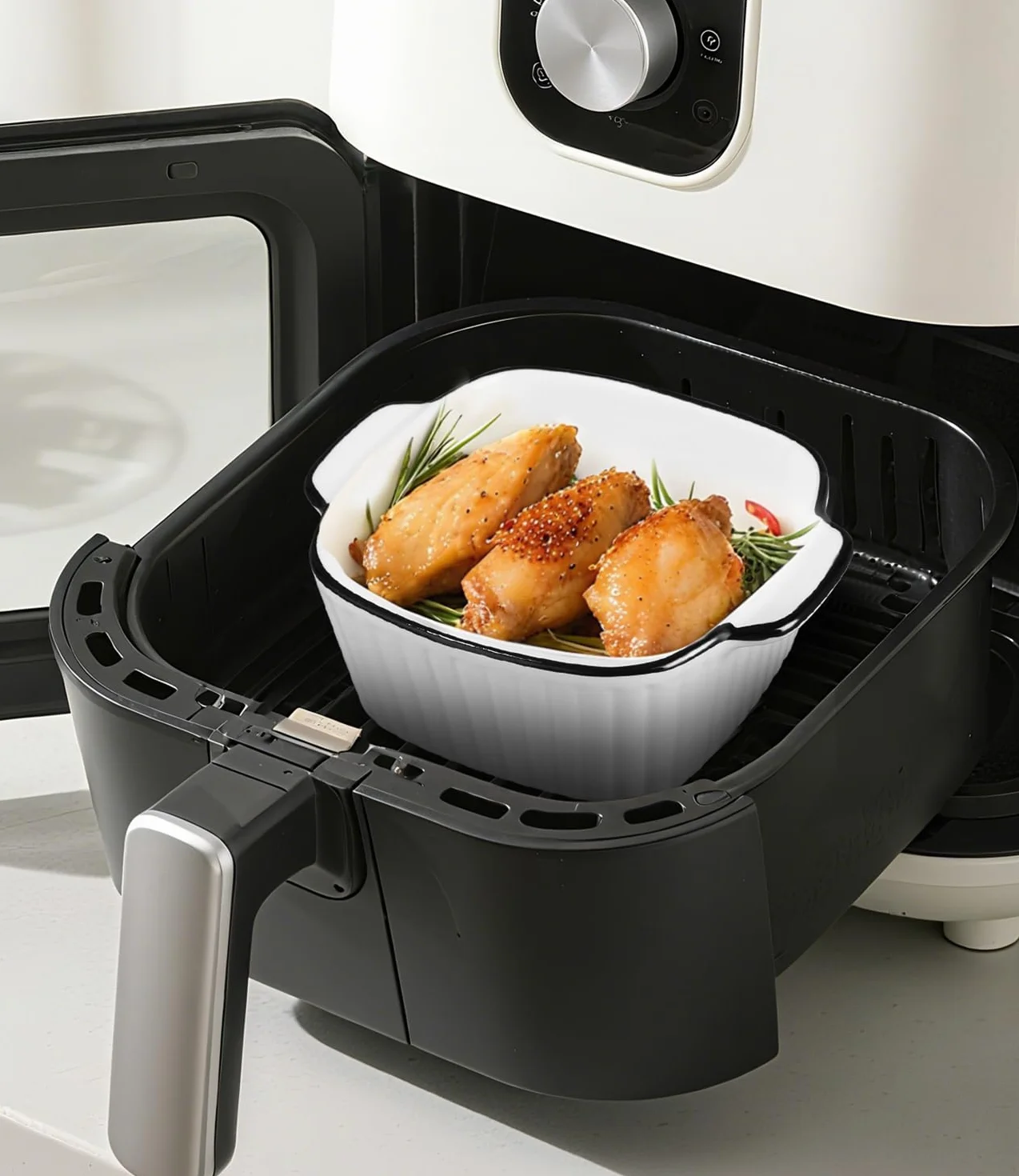 4 Pezzi Kit Piccole Pirofila da Forno, 400ML Set Teglie da Forno in Ceramica, 14.5 x 11.5 x 5.5 cm Piatti da Forno Quadrati, Pirofile da Forno in Ceramica con Manici, per Airfryer, Forno e Microonde