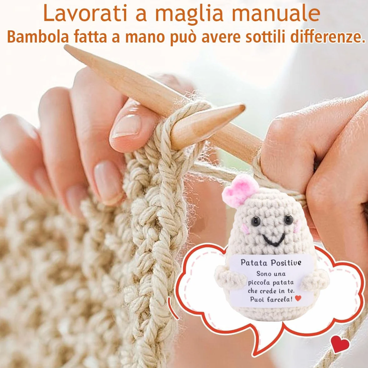 Patata Portafortuna, Idee Regalo Donna Natale, Patata dall'energia Positiva Italiano, Regali Simpatici, Regalo Originale e Divertente per Famiglia Amica Collega Bambina Sorella