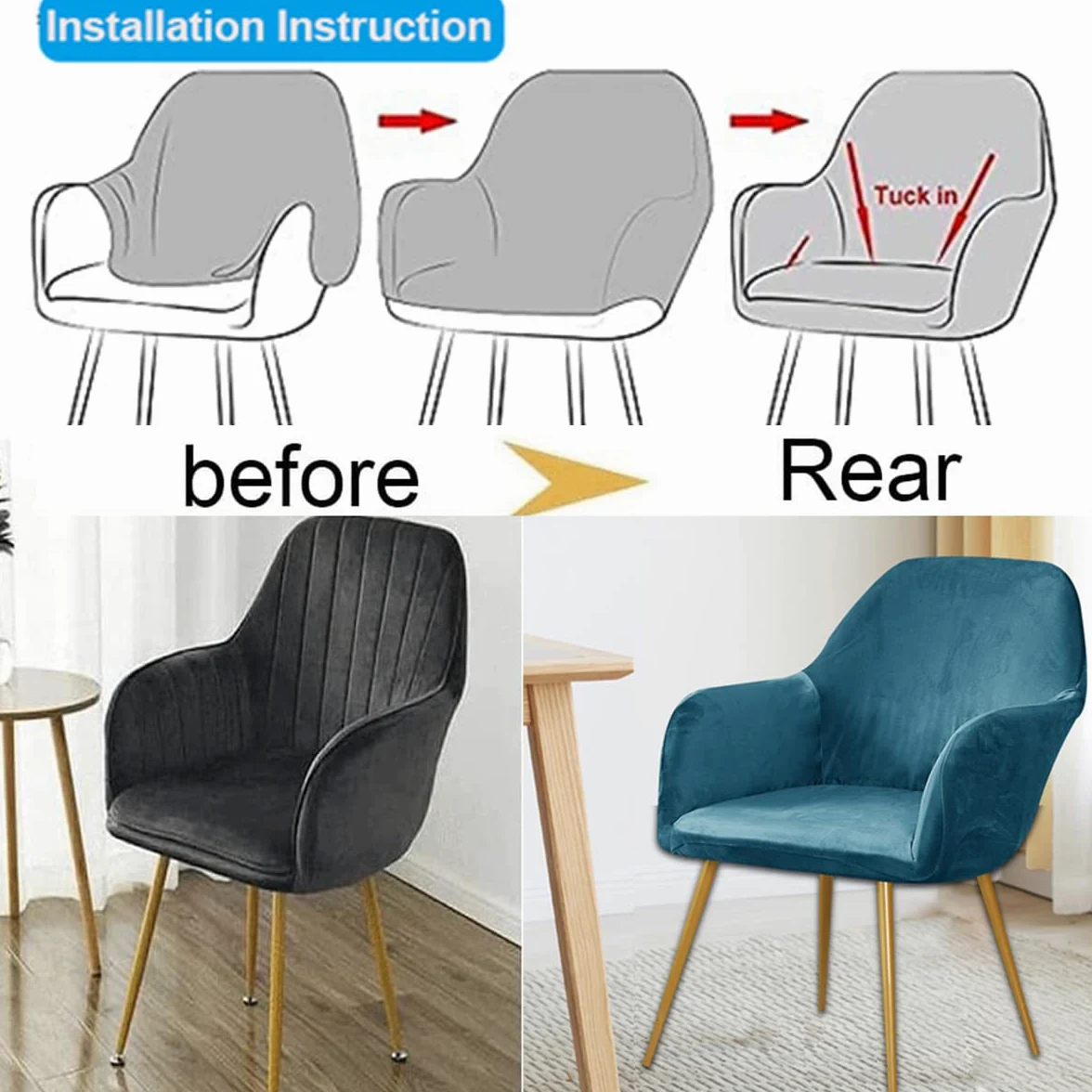 Copripoltrona universale elasticizzato, set da 4 pezzi, protezione elastica moderna per mobili da ufficio, sala da pranzo, cucina, grigio blu