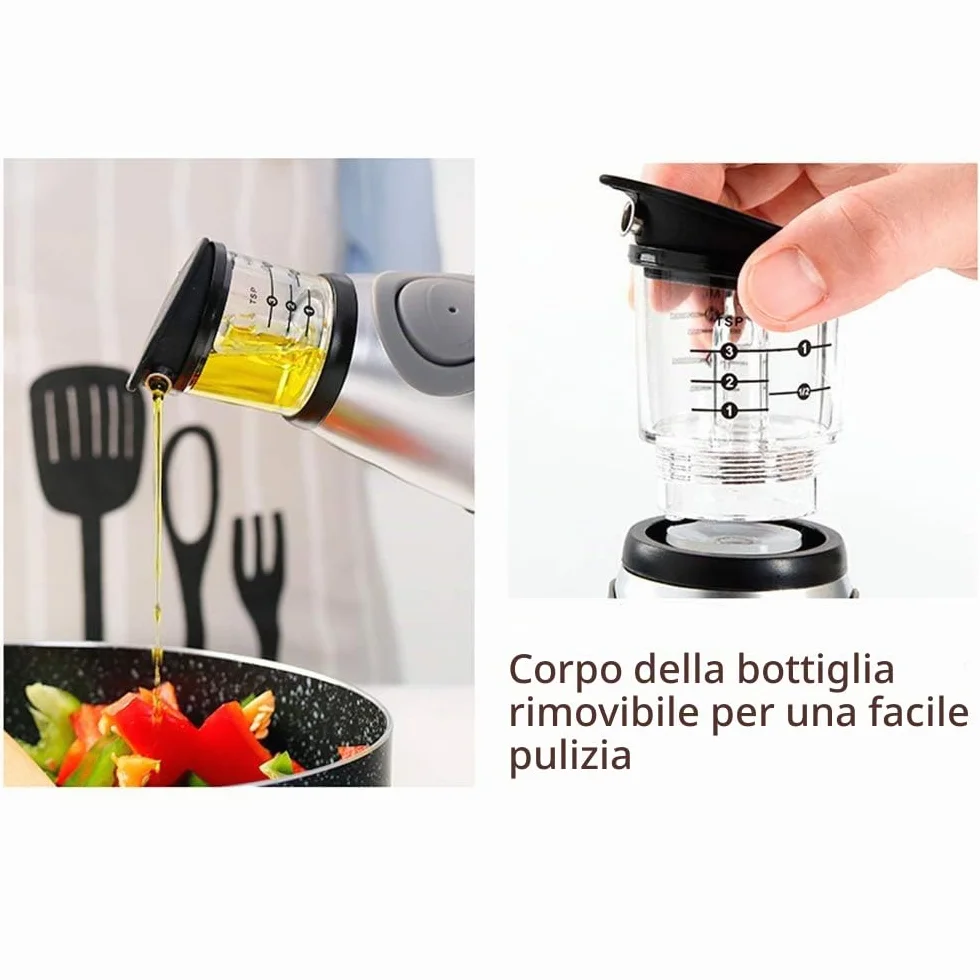 Bottiglie Erogazione Versatore Cucina Ampolla con Beccucci Antigoccia Bottiglia per AcetoMisura Cottura Trasparente Verdure Bilancia Senza Beccuccio (Argento, 250 ml/8,8 oz)