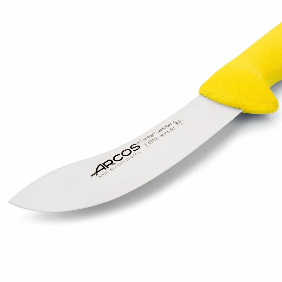 Arcos Coltello da Scuoiatura con Lama in Acciaio Inossidabile 160 mm – Manico Ergonomico in Polipropilene, 2900 – Giallo, Disponibile in Diversi Colori per Facilitare l'Identificazione