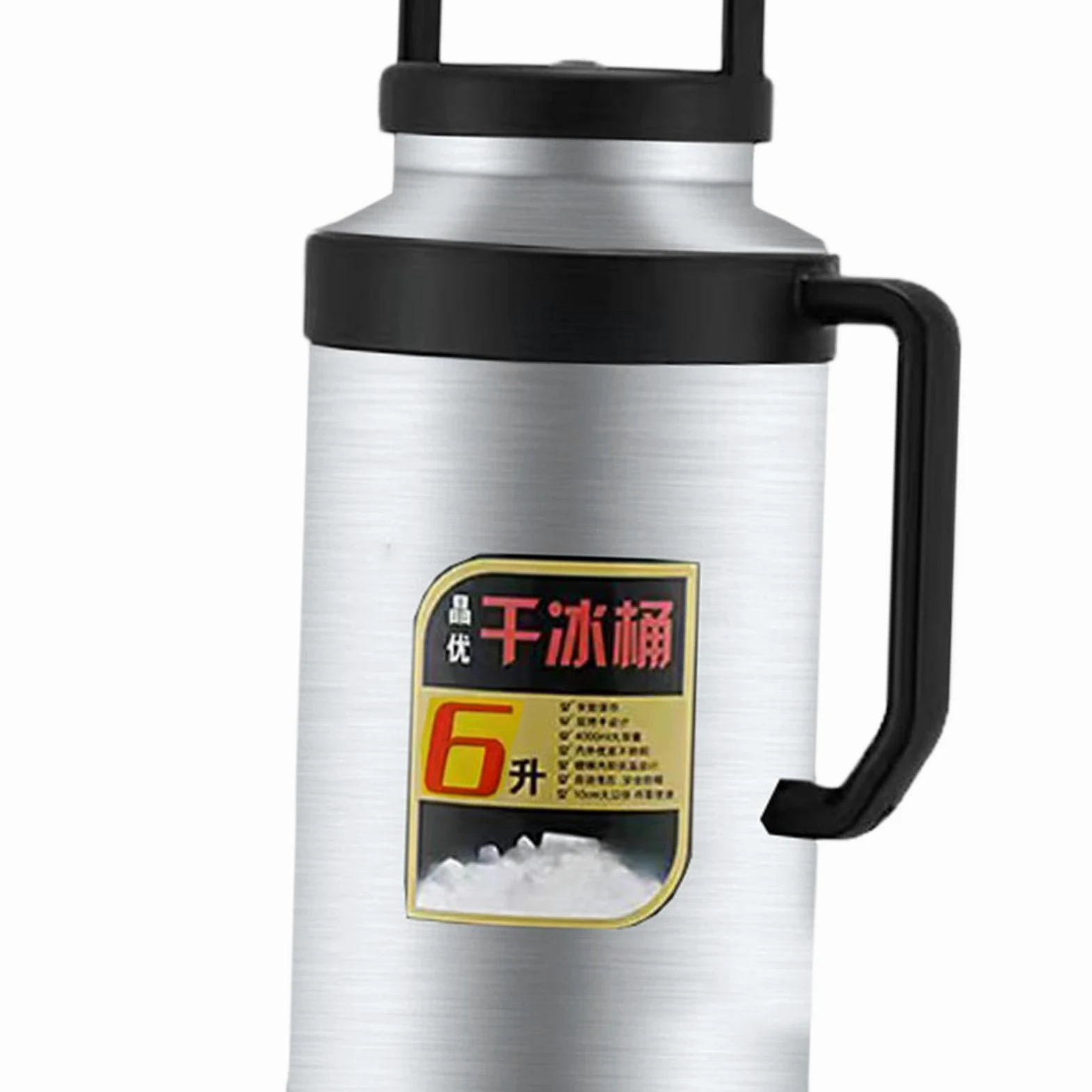 F Fityle Secchiello per ghiaccio secco Secchiello per ghiaccio secco Bottiglia d'acqua termica Contenitore per ghiaccio per eventi di catering Buffet domestici, Argento 6L