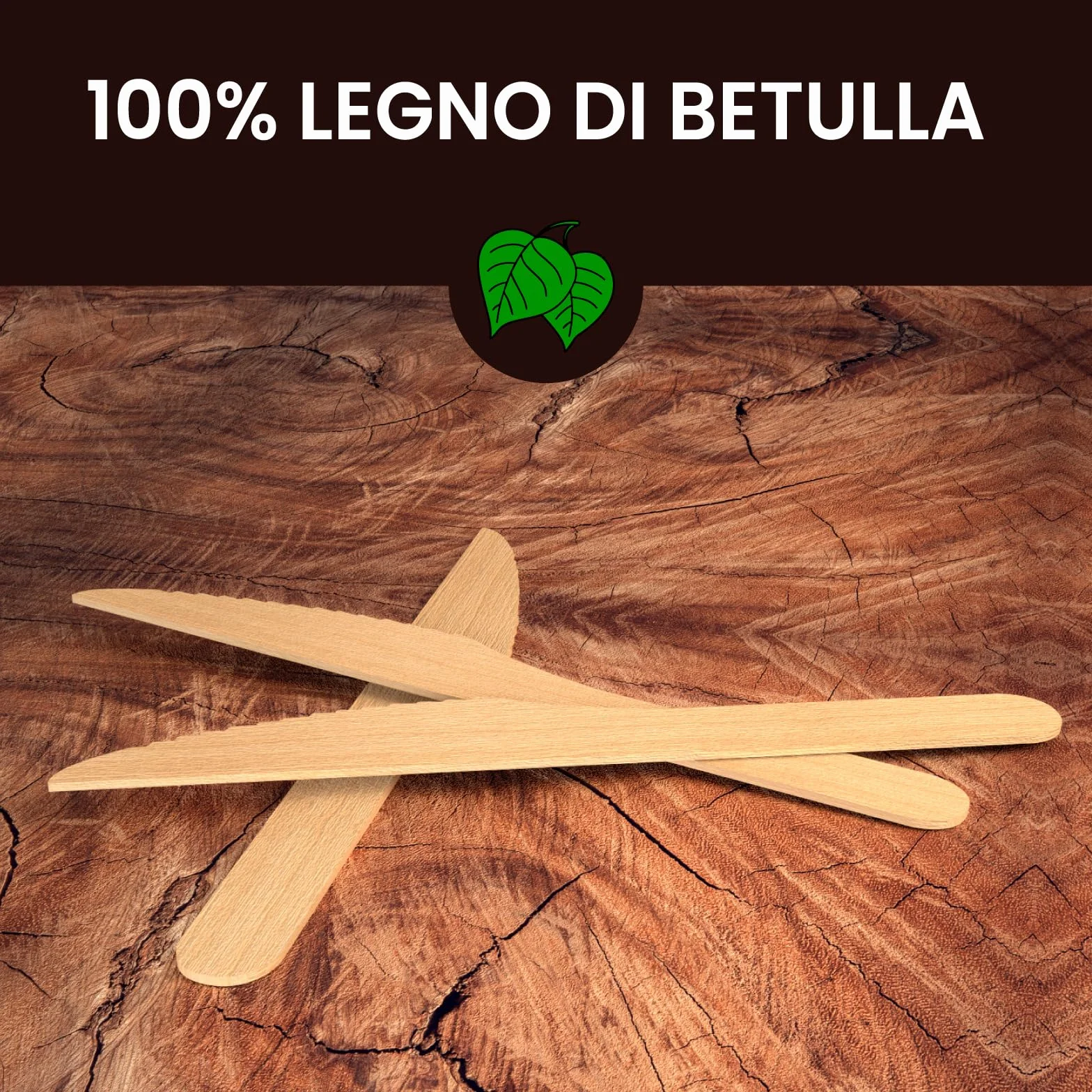 Coltelli Ecologici in Legno di Betulla Monouso 1000 Posate Biodegradabili Compostabili