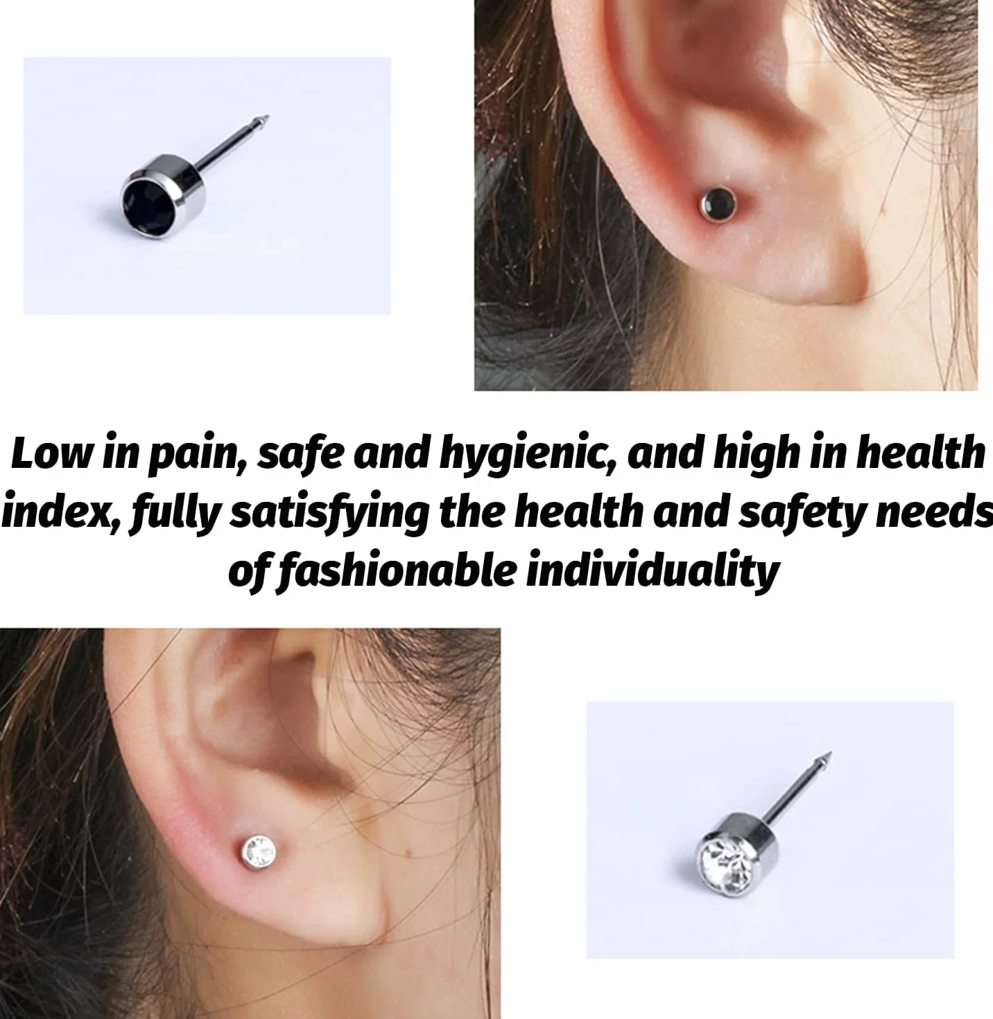 YIQI bianco USA e getta piercing kit acciaio INOX orecchio corpo naso labbro ombelico corona orecchino 2PCS